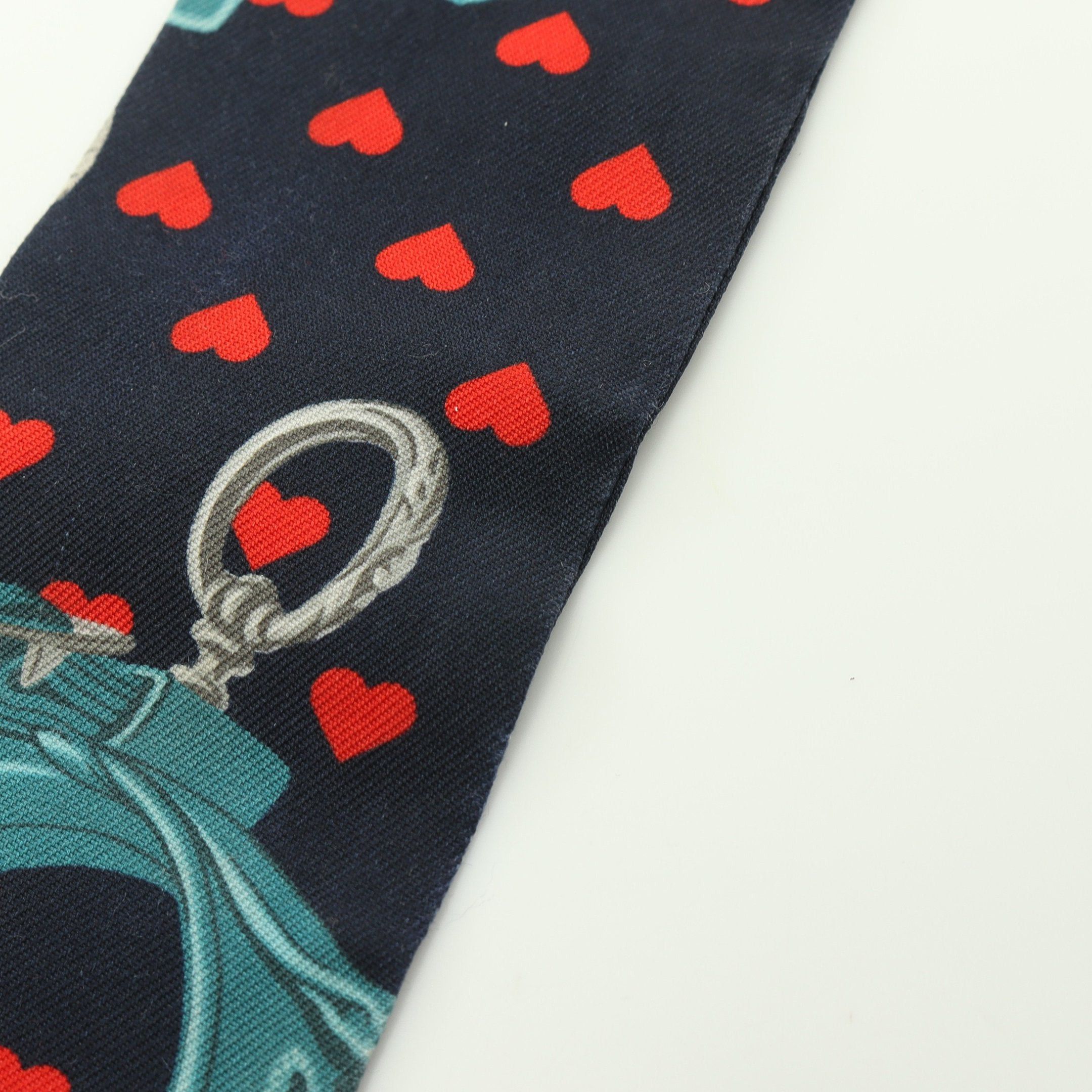 Hermes Hermes Twilly Brides De Gala Love Ribbon Scarf Silk Navy Red Multicolor Size ONE SIZE - 6 Thumbnail