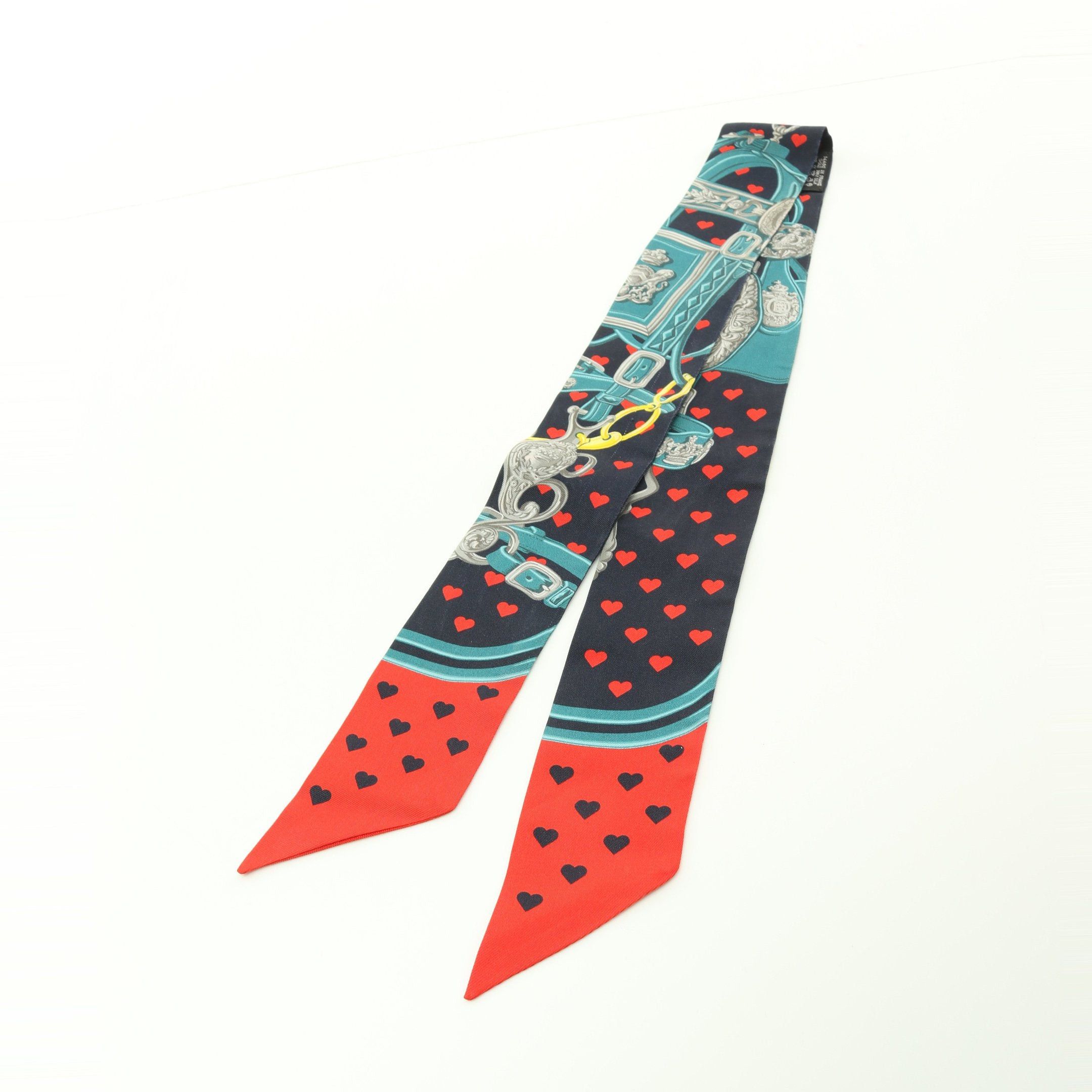 Hermes Hermes Twilly Brides De Gala Love Ribbon Scarf Silk Navy Red Multicolor Size ONE SIZE - 8 Thumbnail
