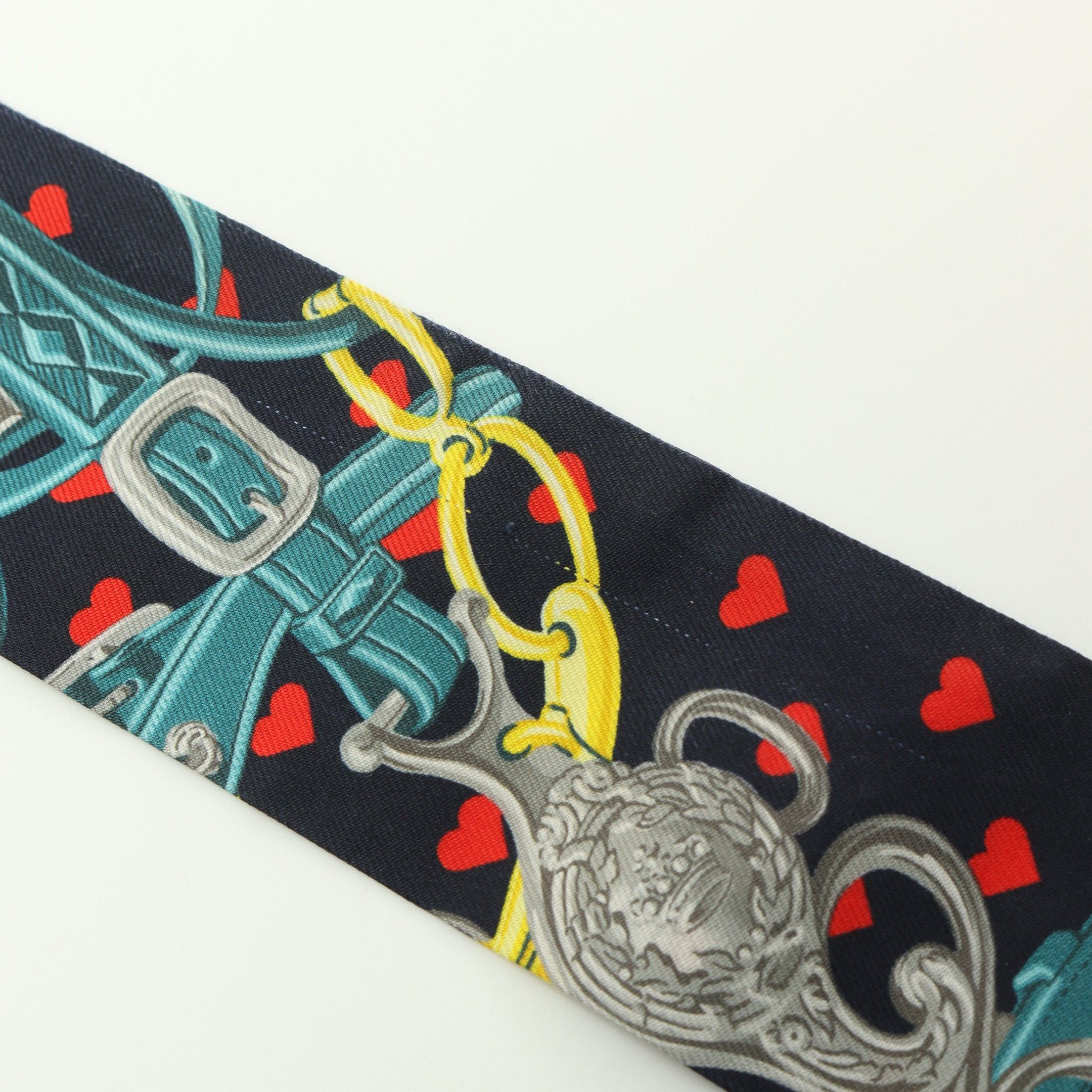 Hermes Hermes Twilly Brides De Gala Love Ribbon Scarf Silk Navy Red Multicolor Size ONE SIZE - 5 Thumbnail