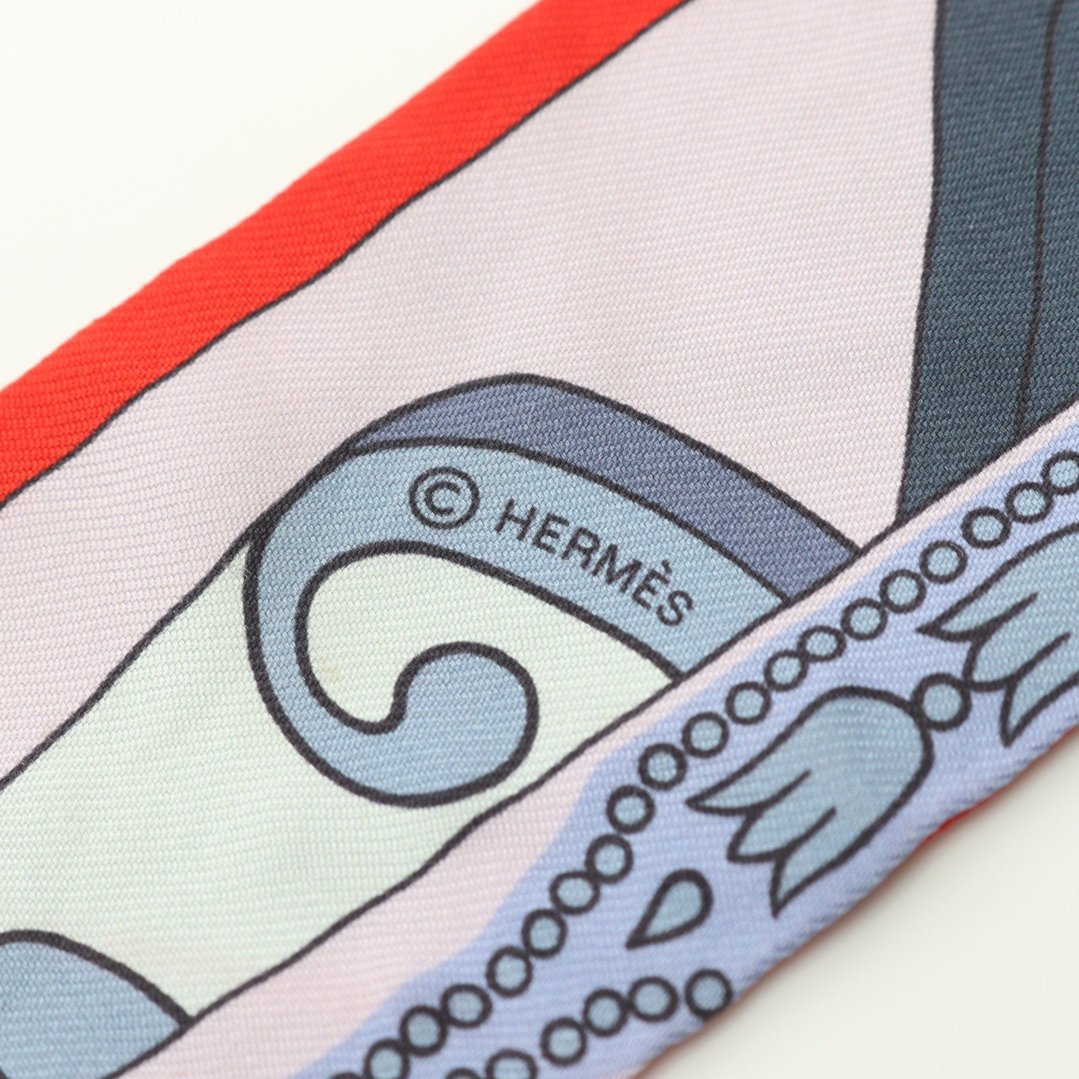 Hermes Hermes Twilly Balade En Berline Bandana Ribbon Scarf Silk Navy Multicolor Size ONE SIZE - 2 Thumbnail