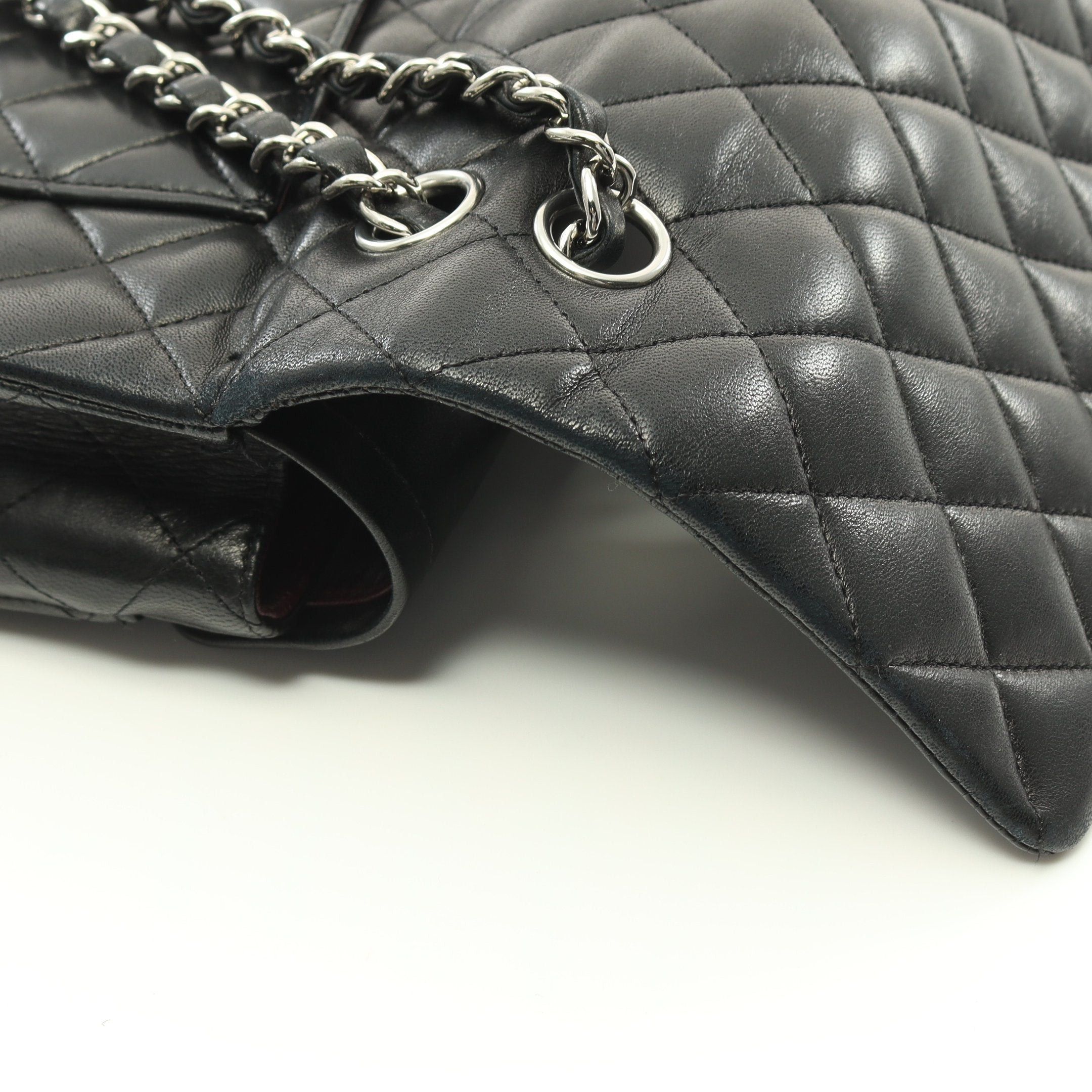 Chanel Chanel Matelasse Double Flap Chain Shoulder Bag Lambskin Black Silver Hardware Size ONE SIZE - 9 Thumbnail