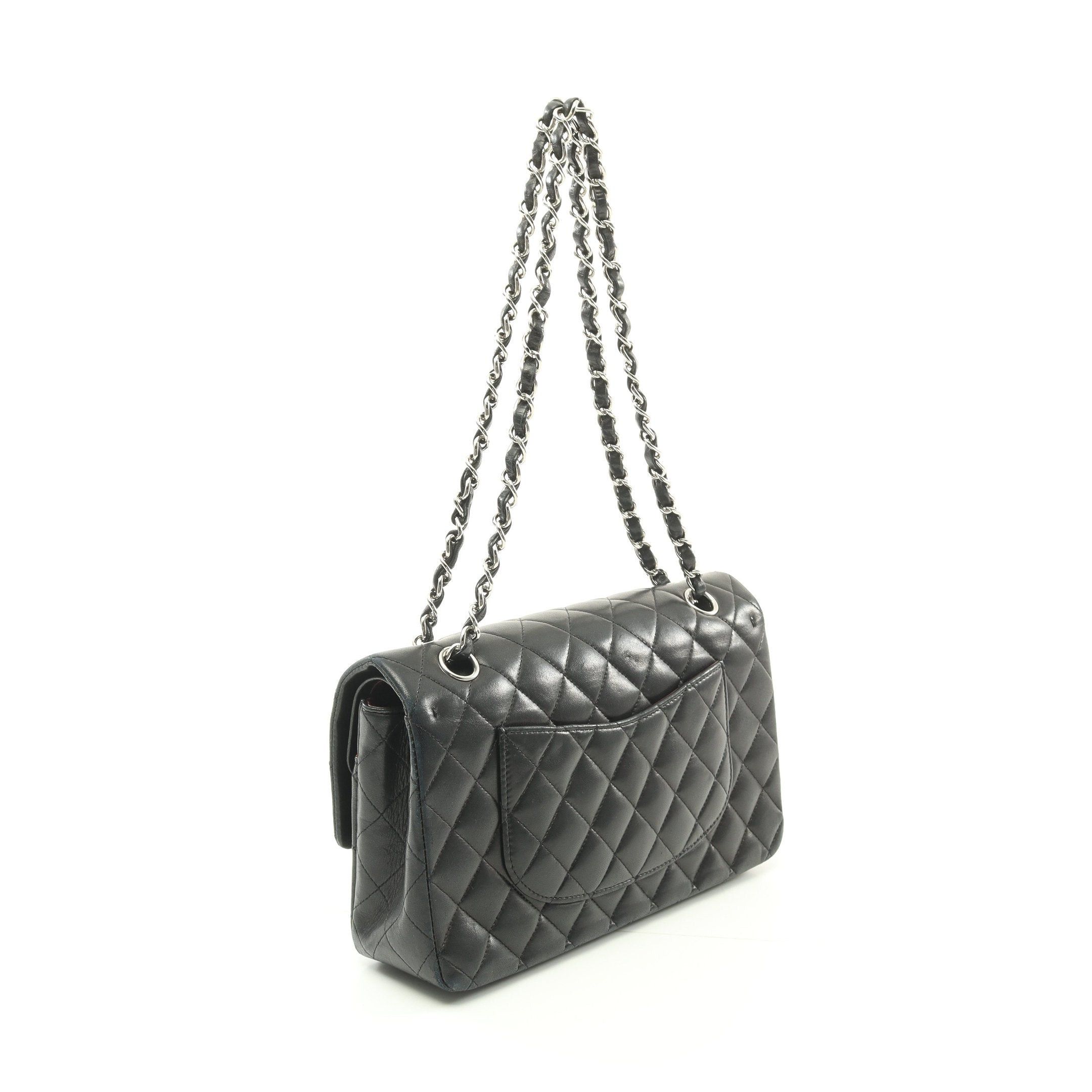 Chanel Chanel Matelasse Double Flap Chain Shoulder Bag Lambskin Black Silver Hardware Size ONE SIZE - 2 Thumbnail