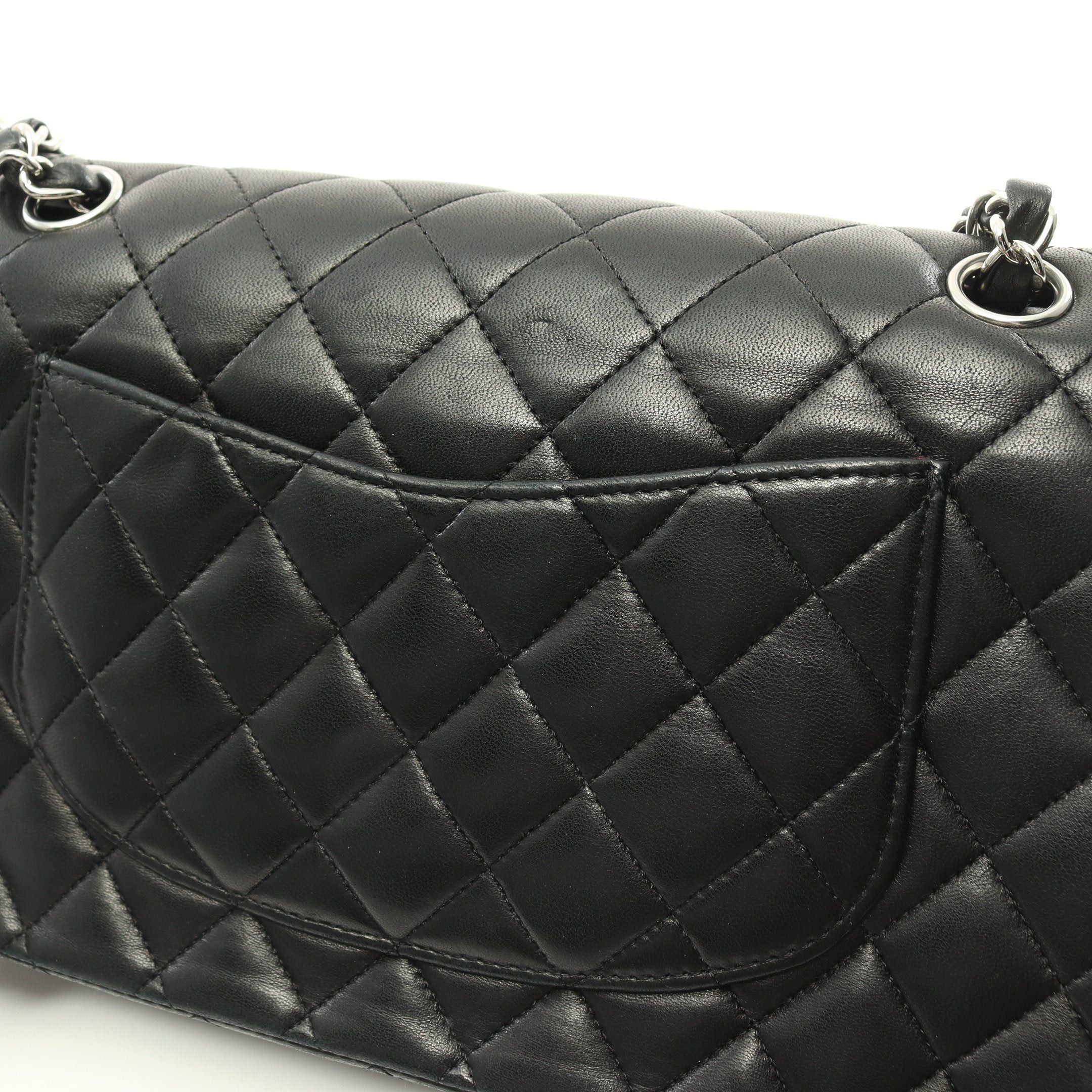 Chanel Chanel Matelasse Double Flap Chain Shoulder Bag Lambskin Black Silver Hardware Size ONE SIZE - 10 Thumbnail