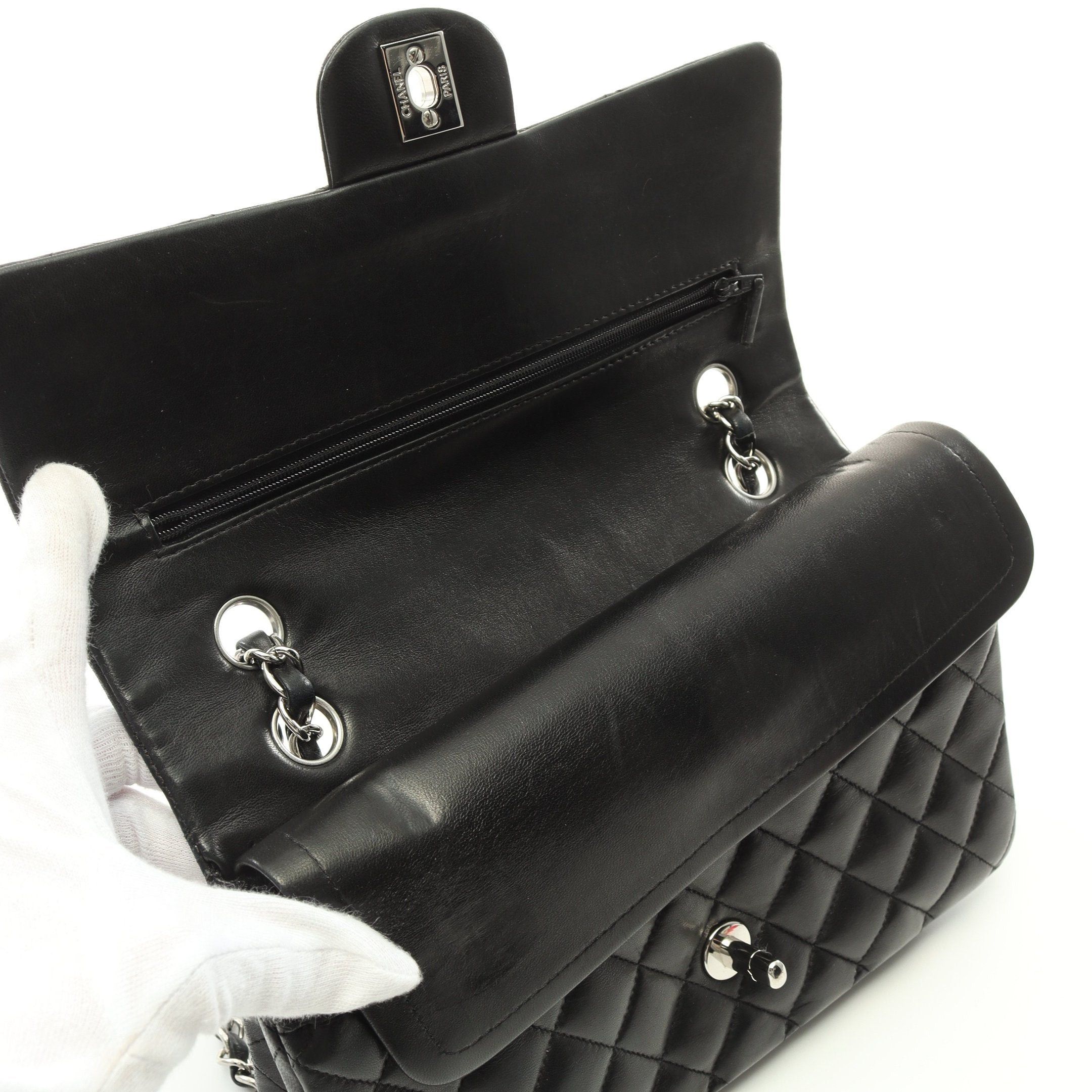 Chanel Chanel Matelasse Double Flap Chain Shoulder Bag Lambskin Black Silver Hardware Size ONE SIZE - 6 Thumbnail