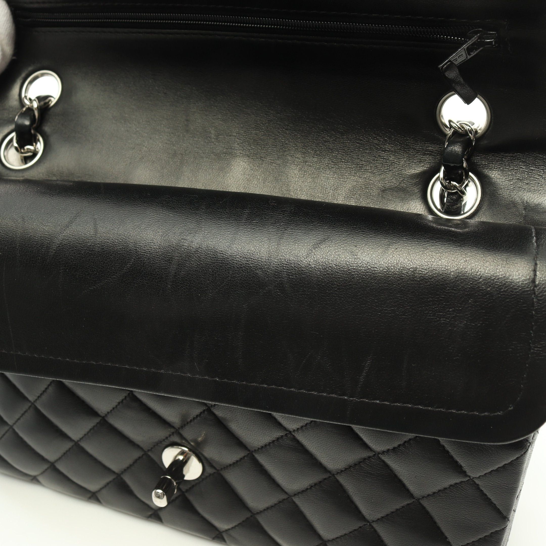 Chanel Chanel Matelasse Double Flap Chain Shoulder Bag Lambskin Black Silver Hardware Size ONE SIZE - 7 Thumbnail