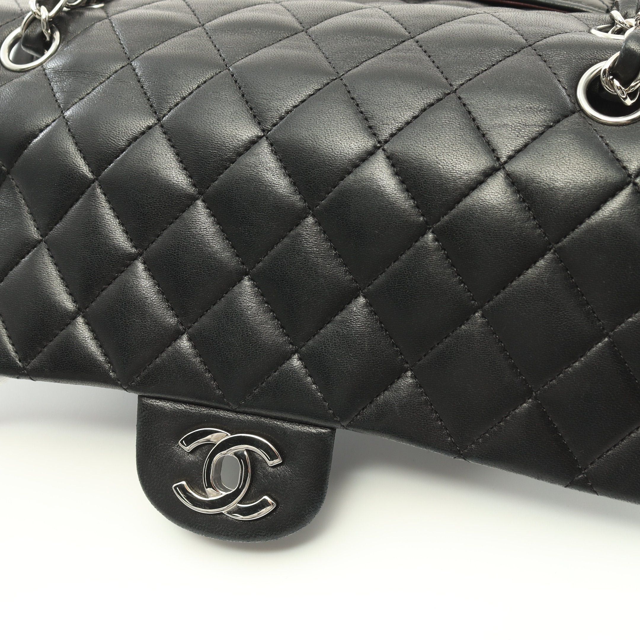 Chanel Chanel Matelasse Double Flap Chain Shoulder Bag Lambskin Black Silver Hardware Size ONE SIZE - 12 Thumbnail