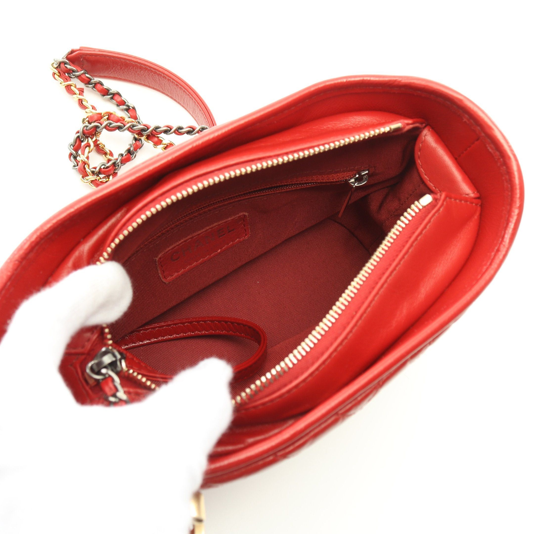 Chanel Chanel Gabriel De Chanel Small Hobo Chain Shoulder Bag Leather Red Combination Metal Fittings Size ONE SIZE - 3 Thumbnail