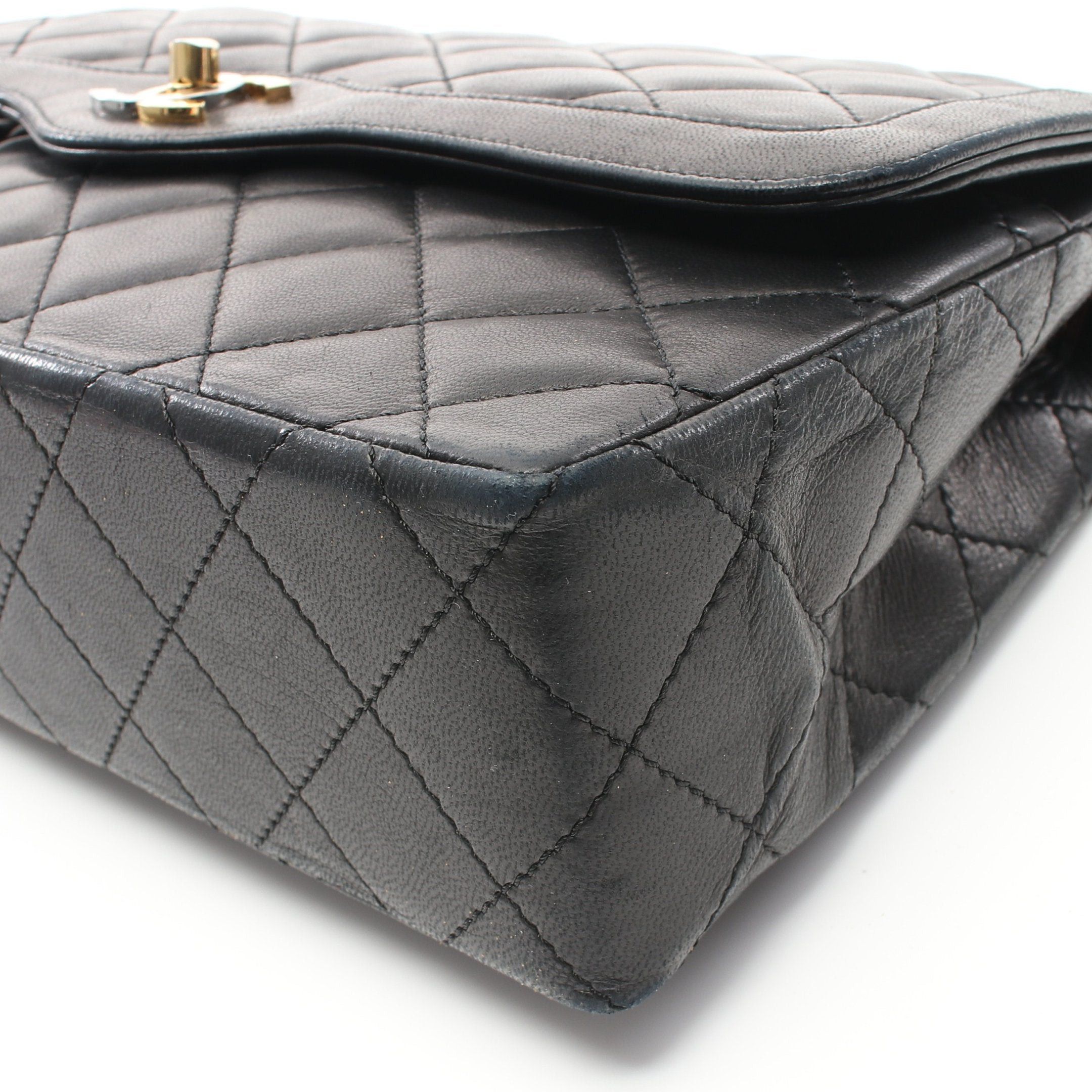Chanel Chanel Double Chain Shoulder Bag Lambskin Black Combination Metal Fittings Size ONE SIZE - 9 Thumbnail