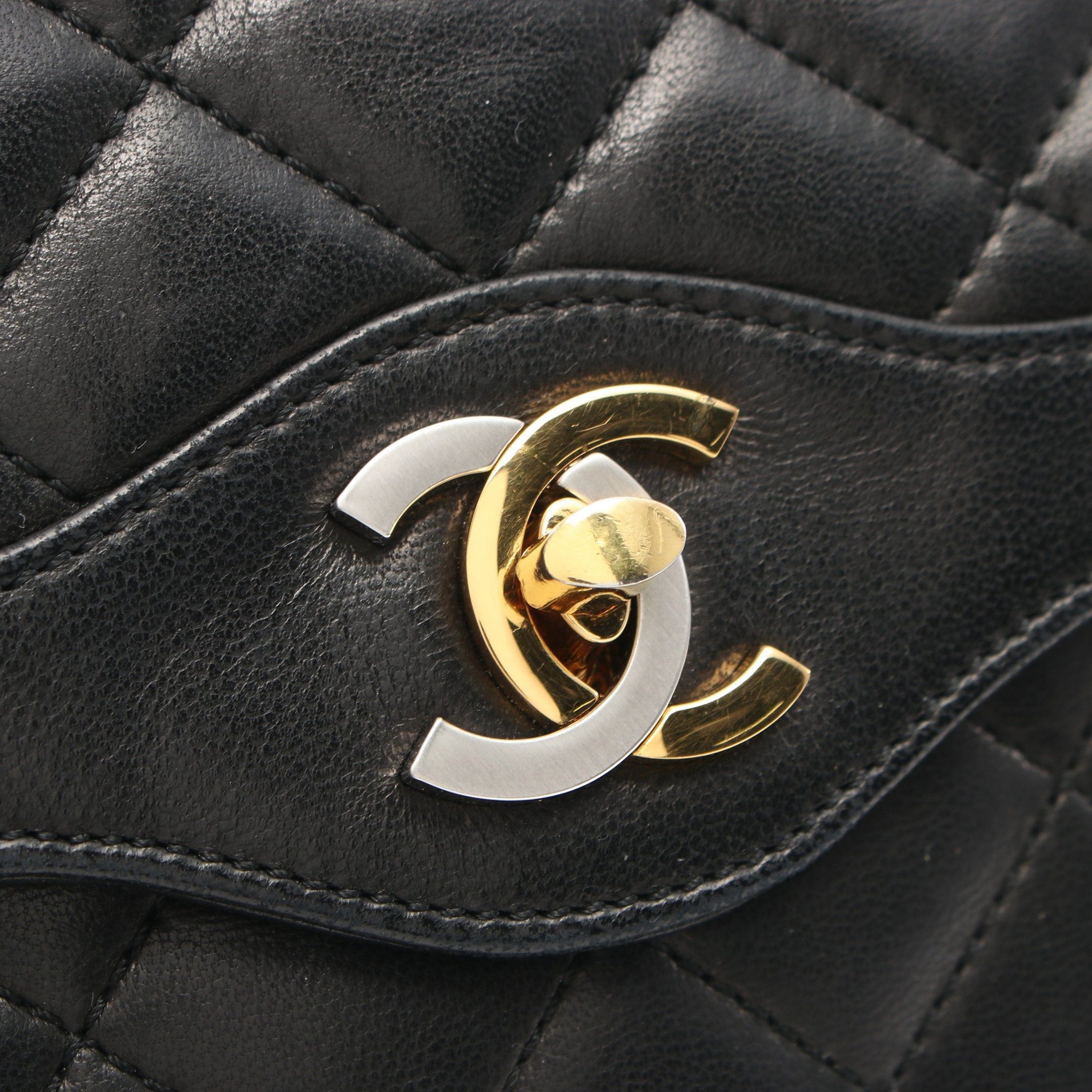 Chanel Chanel Double Chain Shoulder Bag Lambskin Black Combination Metal Fittings Size ONE SIZE - 11 Thumbnail