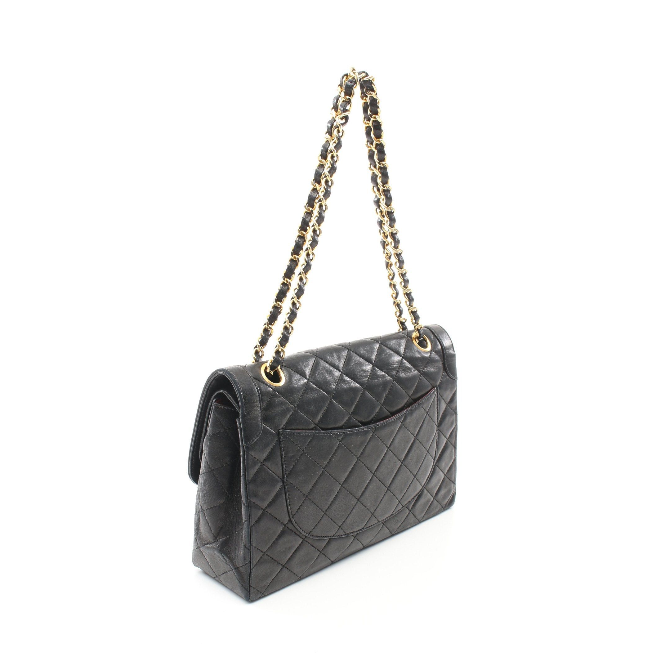 Chanel Chanel Double Chain Shoulder Bag Lambskin Black Combination Metal Fittings Size ONE SIZE - 2 Thumbnail