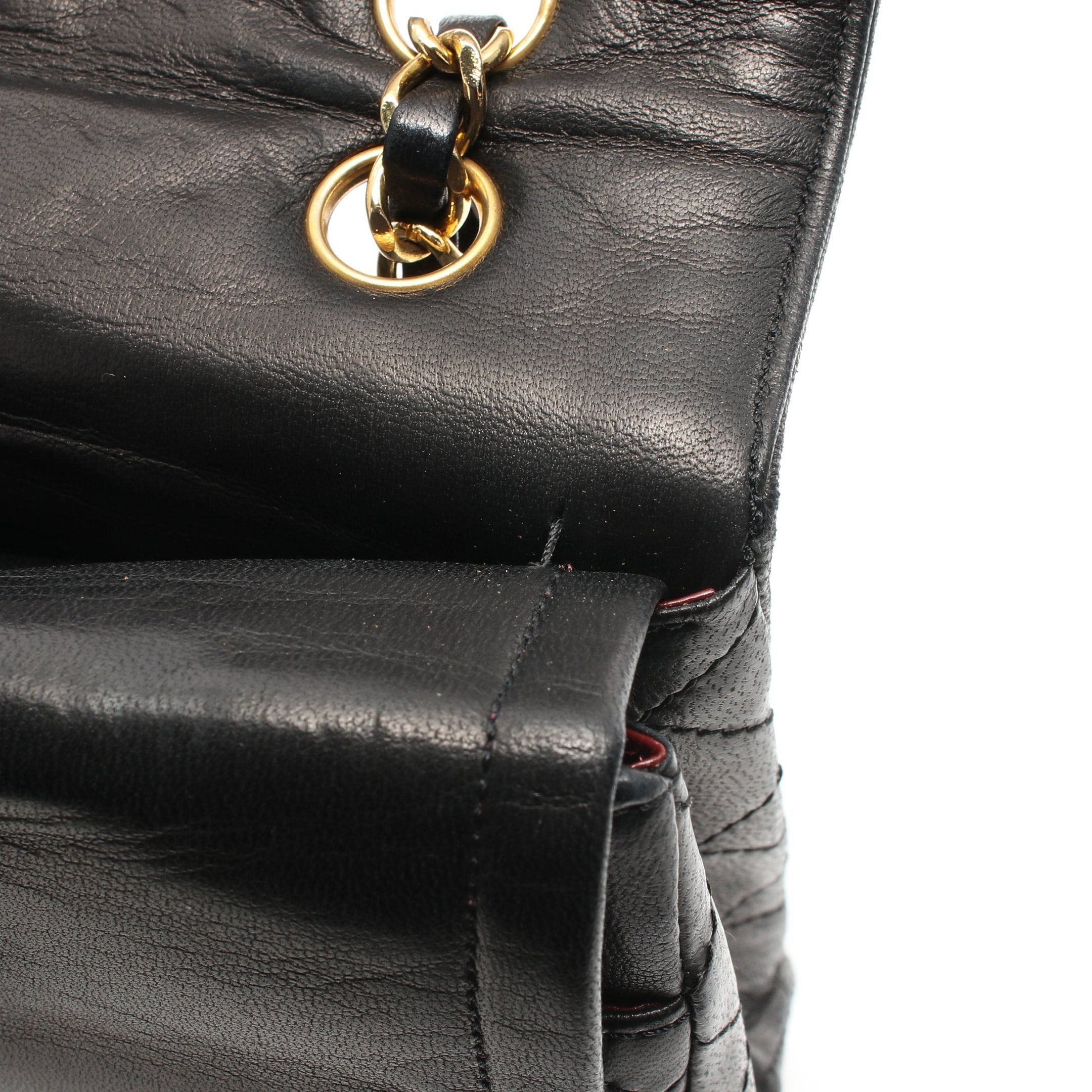 Chanel Chanel Double Chain Shoulder Bag Lambskin Black Combination Metal Fittings Size ONE SIZE - 8 Thumbnail