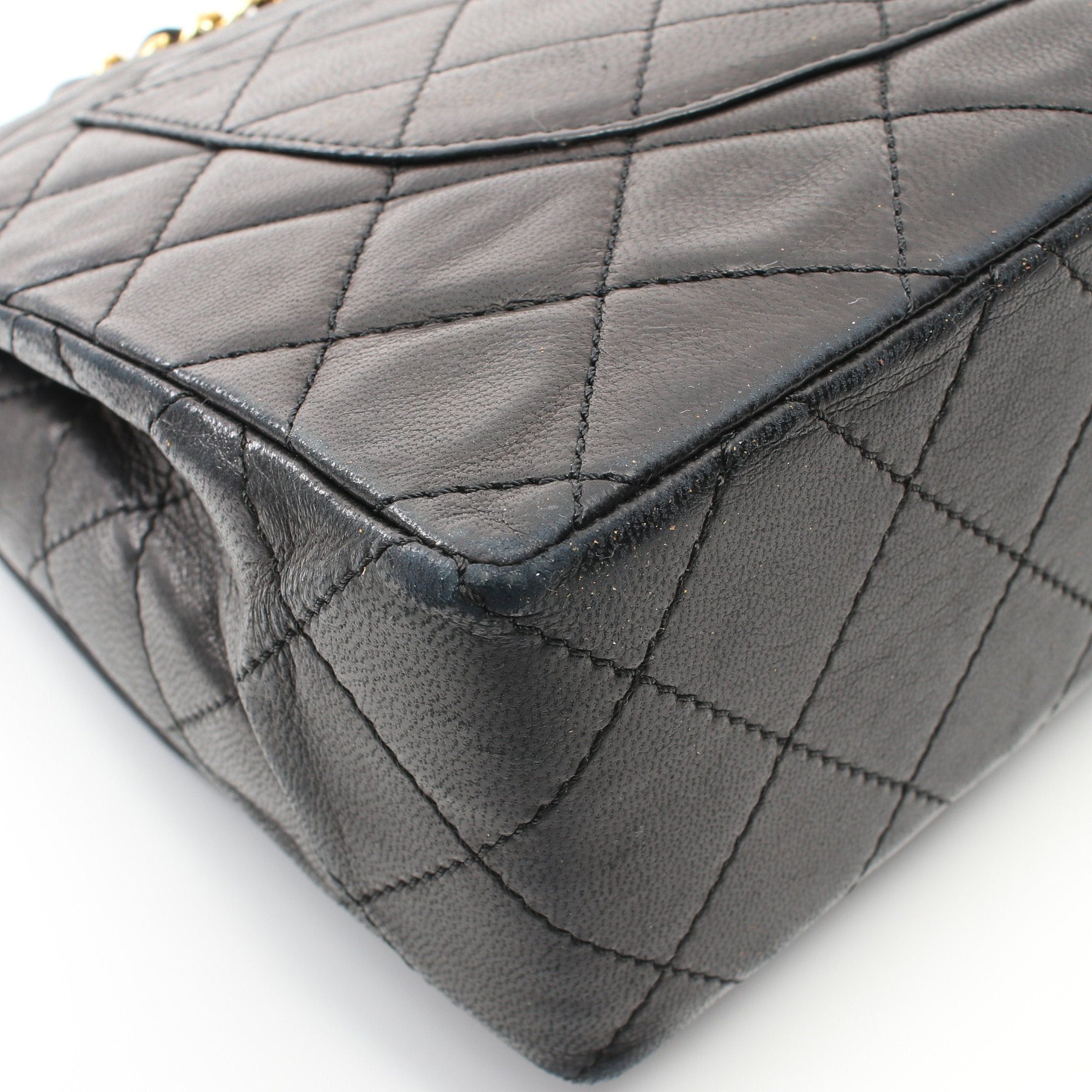 Chanel Chanel Double Chain Shoulder Bag Lambskin Black Combination Metal Fittings Size ONE SIZE - 10 Thumbnail