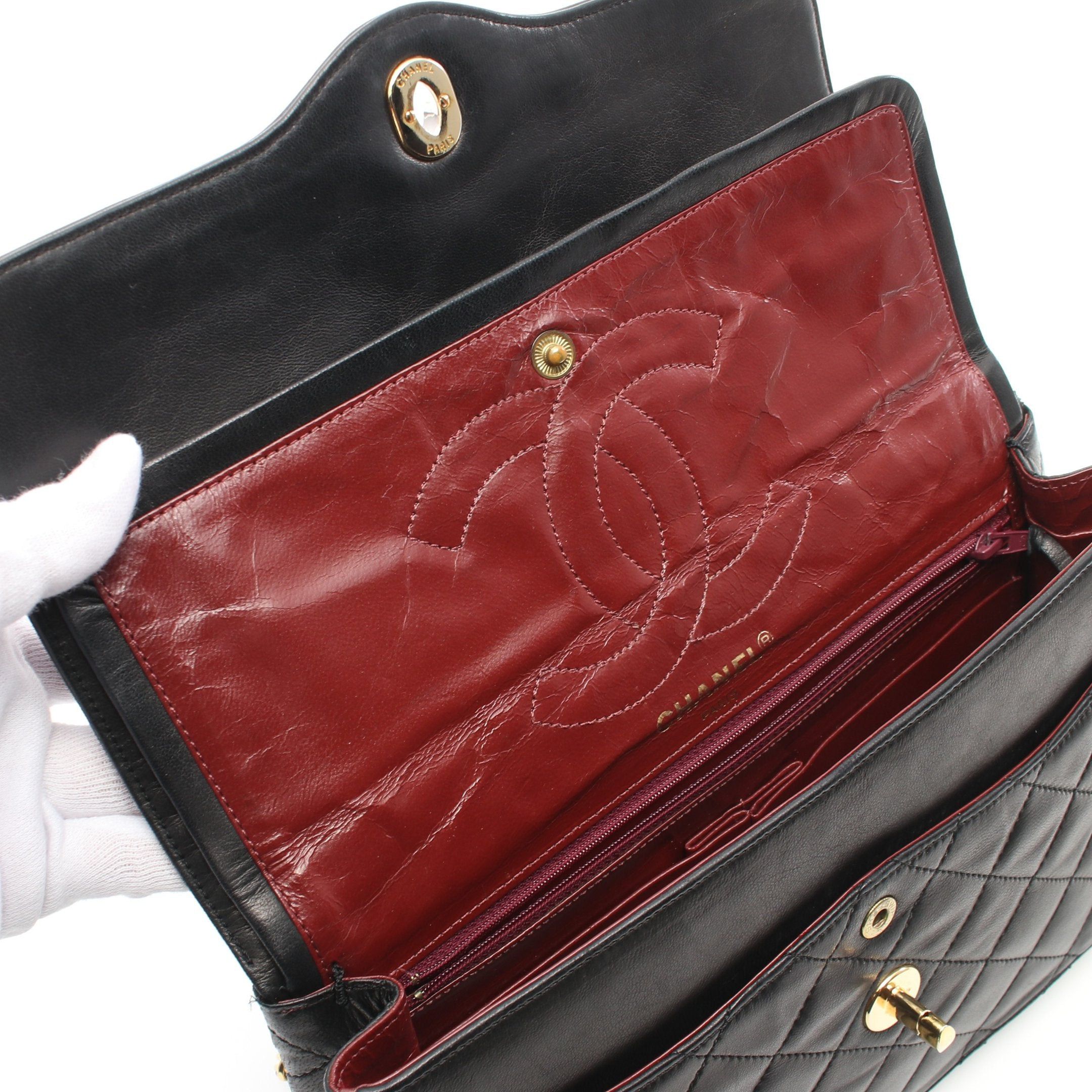 Chanel Chanel Double Chain Shoulder Bag Lambskin Black Combination Metal Fittings Size ONE SIZE - 6 Thumbnail