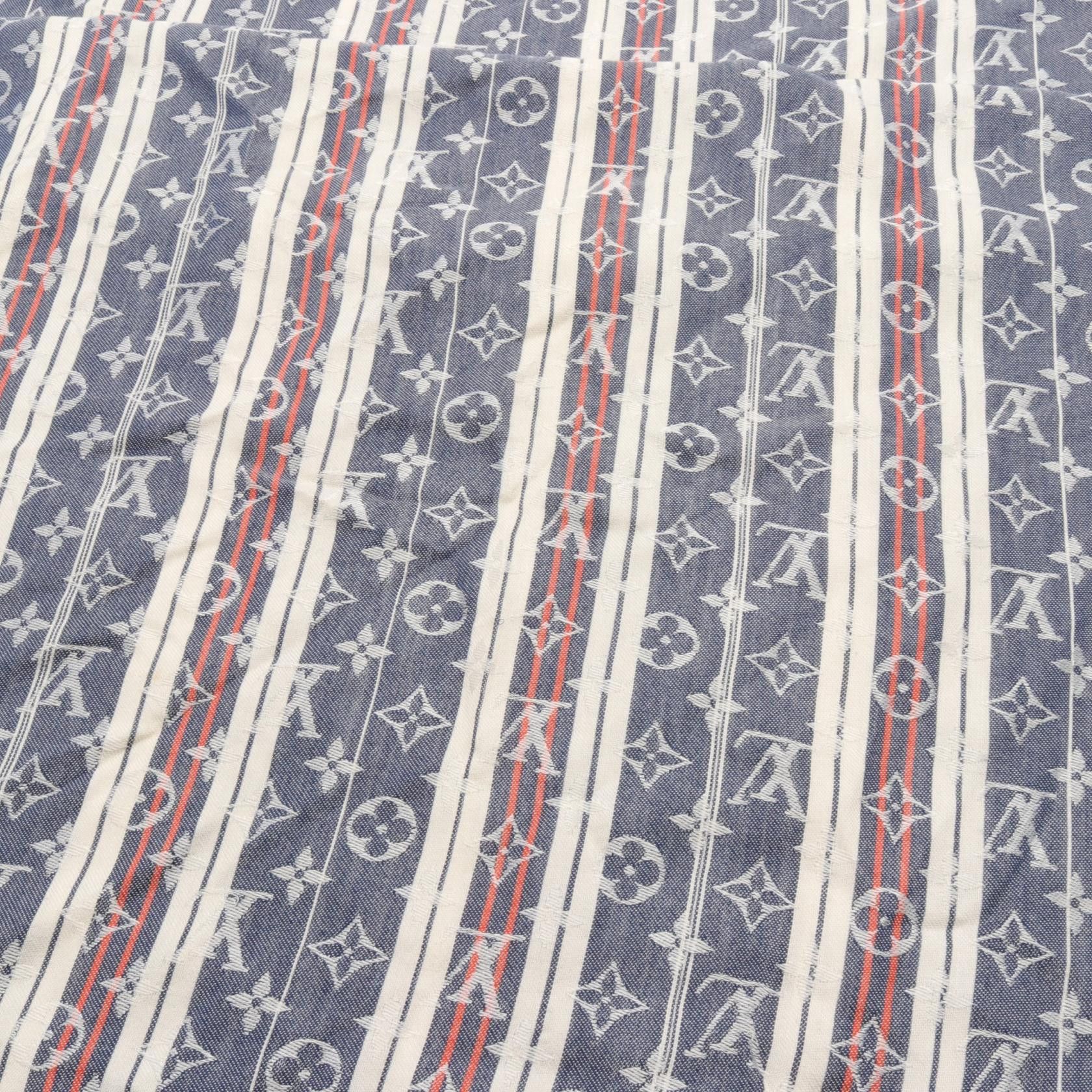 Louis Vuitton Louis Vuitton Monogram Reyeur Mattress Shawl Stall Silk Wool Navy Off White Red Size ONE SIZE - 7 Thumbnail