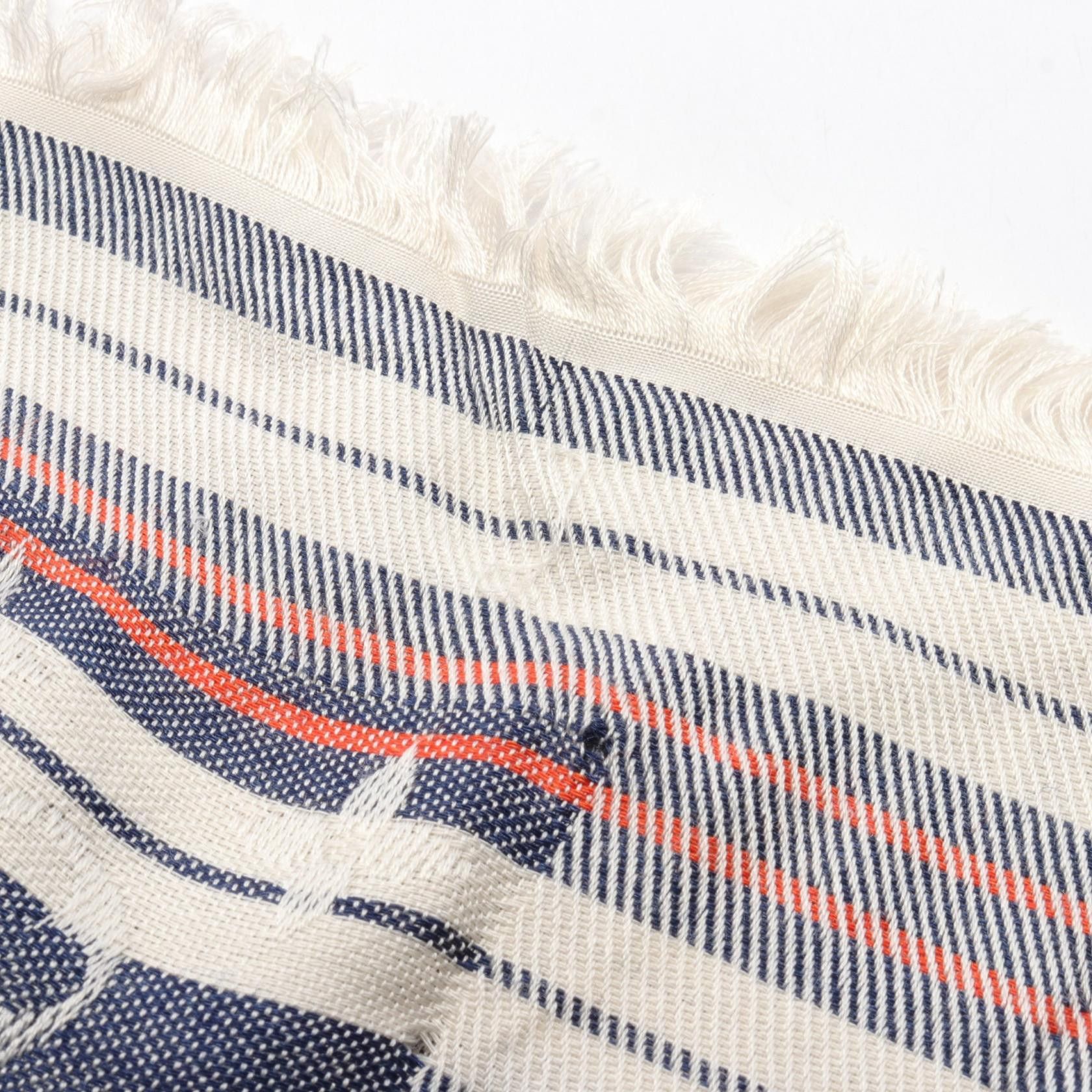 Louis Vuitton Louis Vuitton Monogram Reyeur Mattress Shawl Stall Silk Wool Navy Off White Red Size ONE SIZE - 5 Thumbnail