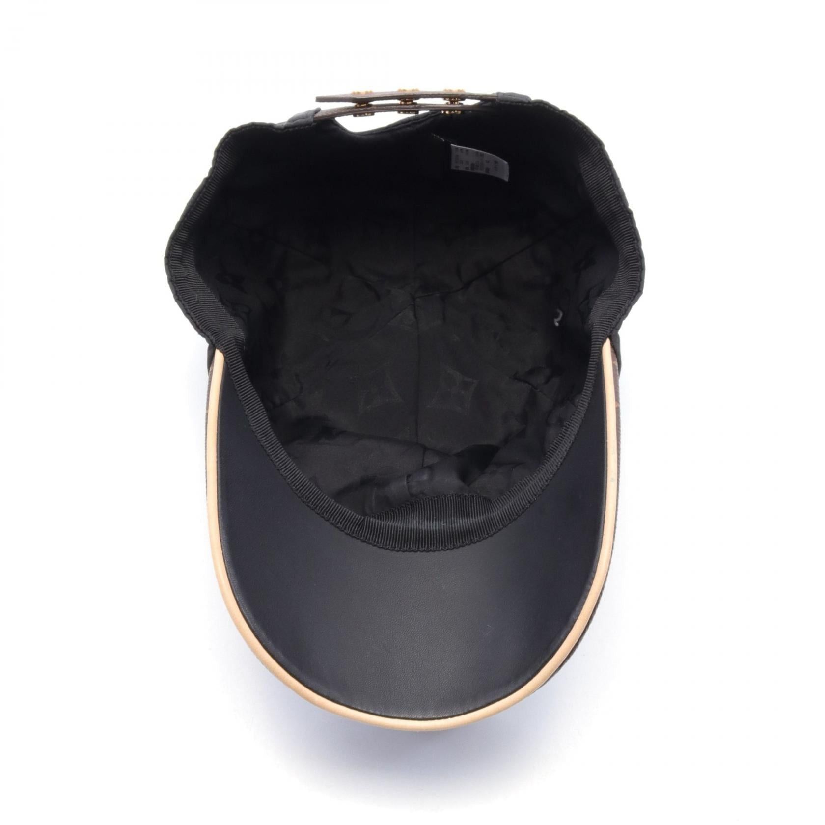 Louis Vuitton Louis Vuitton Lv Get Ready Monogram Cap Silk Leather Black Brown Size ONE SIZE - 3 Thumbnail