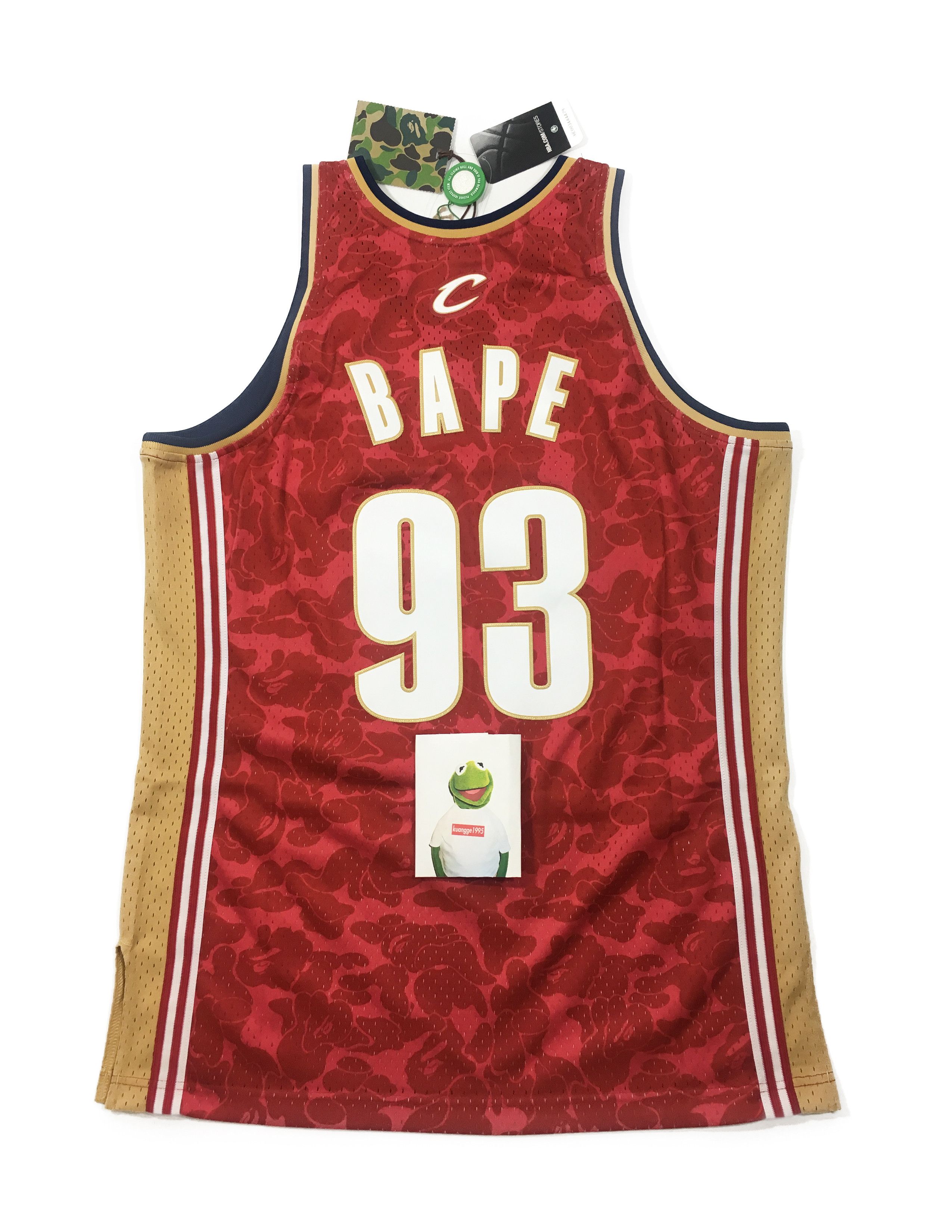 Bape a bathing ape cleveland cavs red yellow orange jersey basketball nab  LBJ large | Grailed