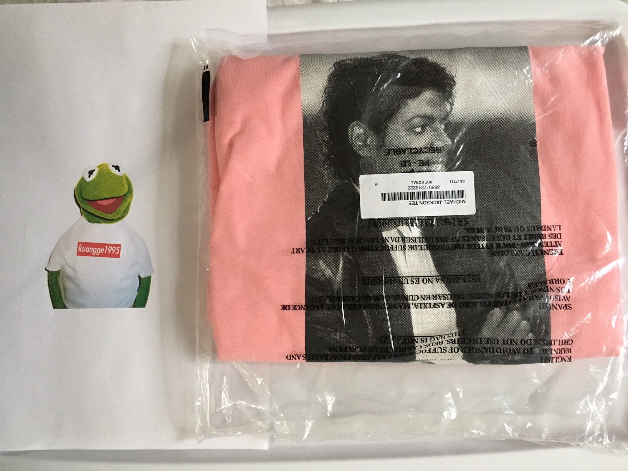 Supreme Michael Jackson shops Tee in Bright Coral