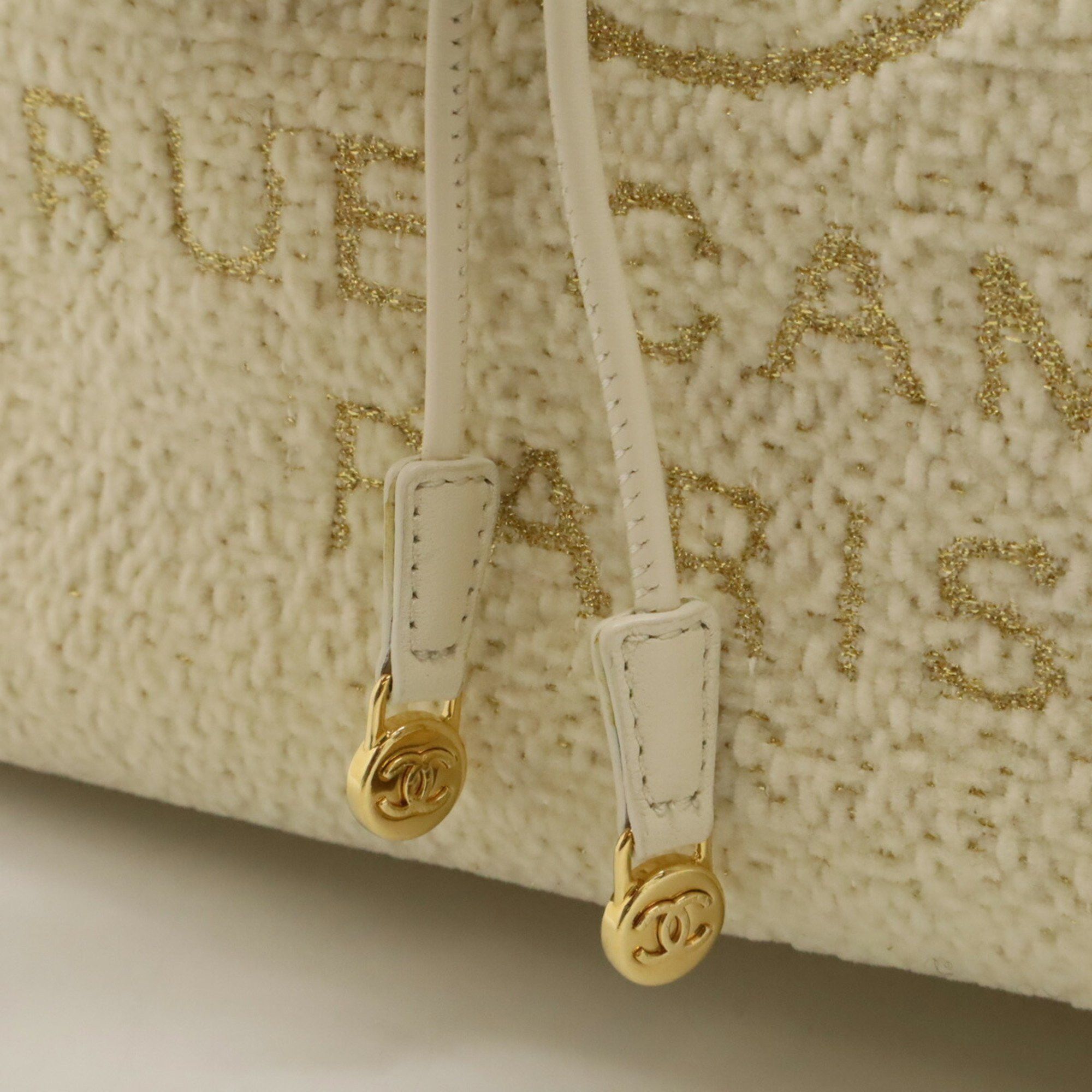 Chanel CHANEL Deauville Line Rucksack Shoulder Bag Chain Velour Light Beige A93787 Size ONE SIZE - 10 Thumbnail