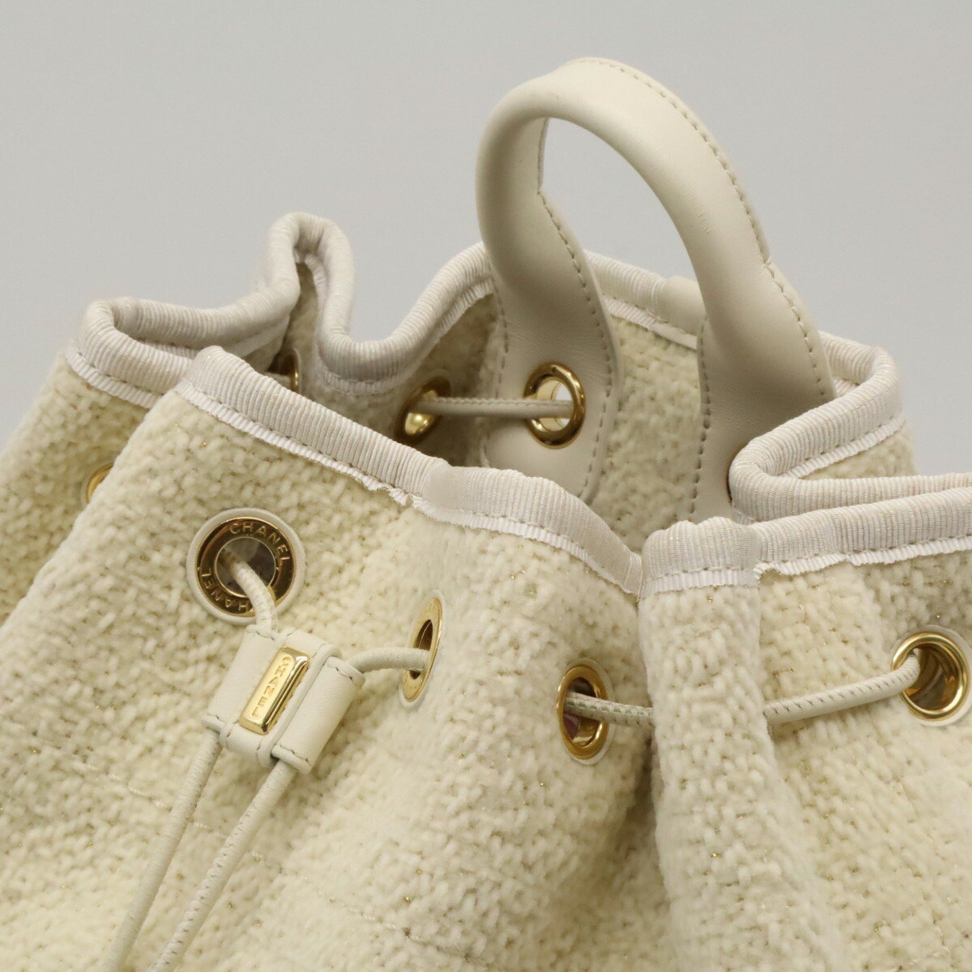Chanel CHANEL Deauville Line Rucksack Shoulder Bag Chain Velour Light Beige A93787 Size ONE SIZE - 5 Thumbnail