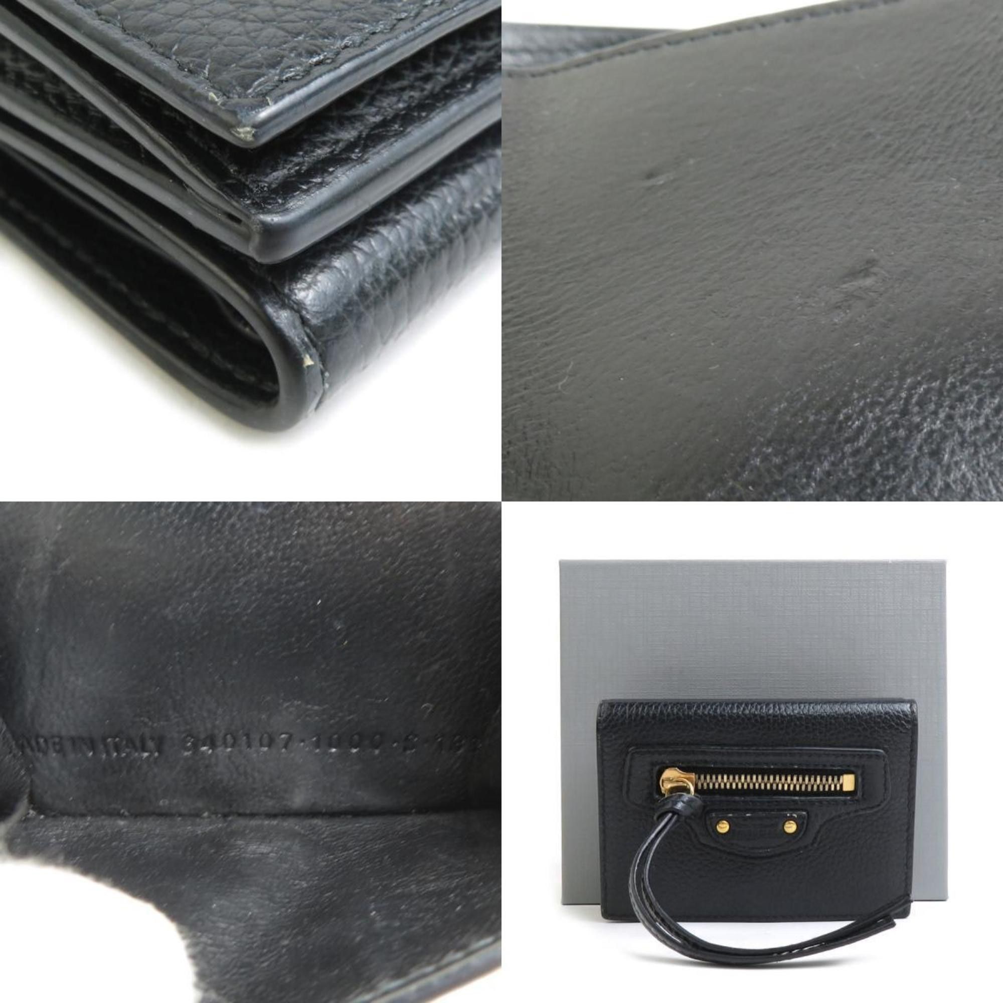 Balenciaga BALENCIAGA Tri-fold Wallet Leather Black Men's Women's 55818k Size ONE SIZE - 5 Thumbnail