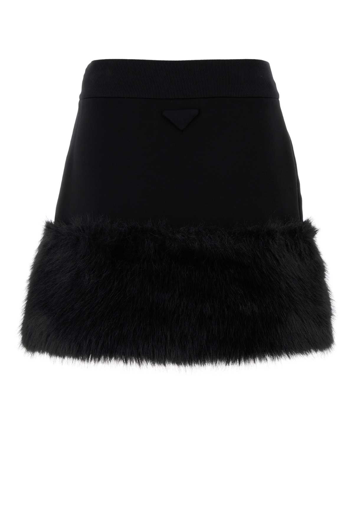 Prada Black Cotton Blend Mini Skirt Size M / US 6-8 / IT 42-44 - 2 Thumbnail