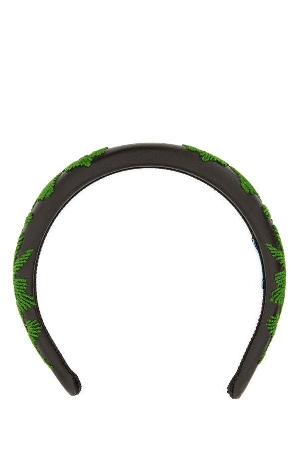 Prada Brown Nappa Leather Hairband Size ONE SIZE - 3 Thumbnail