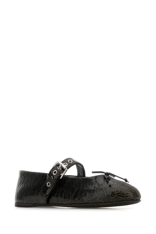 Miu Miu Black Leather Ballerinas Size US 10 / IT 40 - 4 Thumbnail