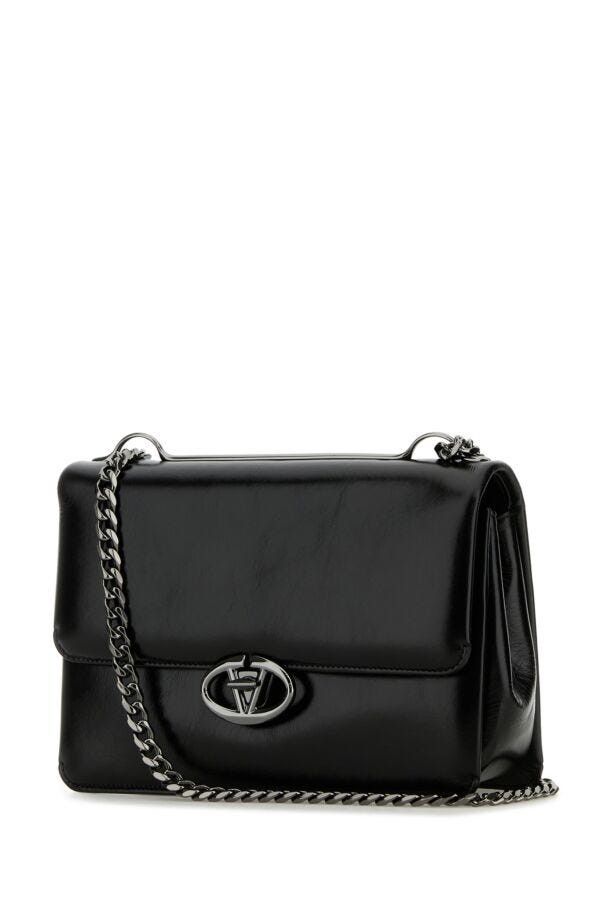 Valentino Black Leather Medium Vlogo Shoulder Bag Size ONE SIZE - 4 Thumbnail