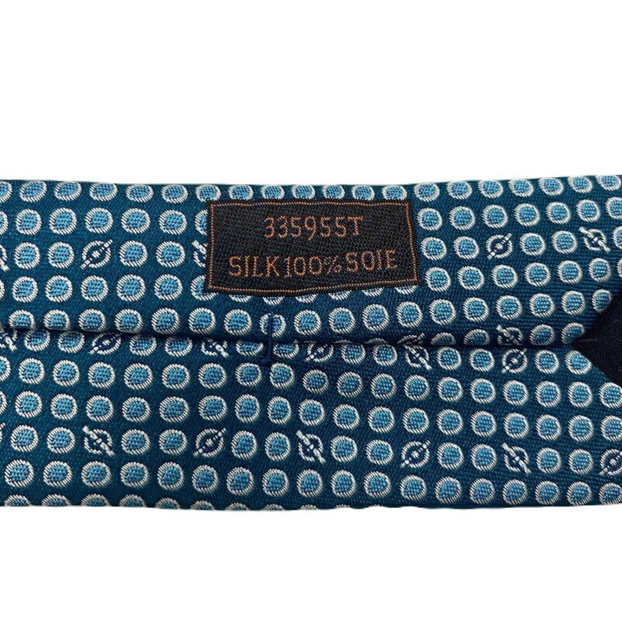Hermes HERMES 100% Silk Necktie 335955T Dot & Grenan Pattern Blue JA-19749 Size ONE SIZE - 5 Thumbnail