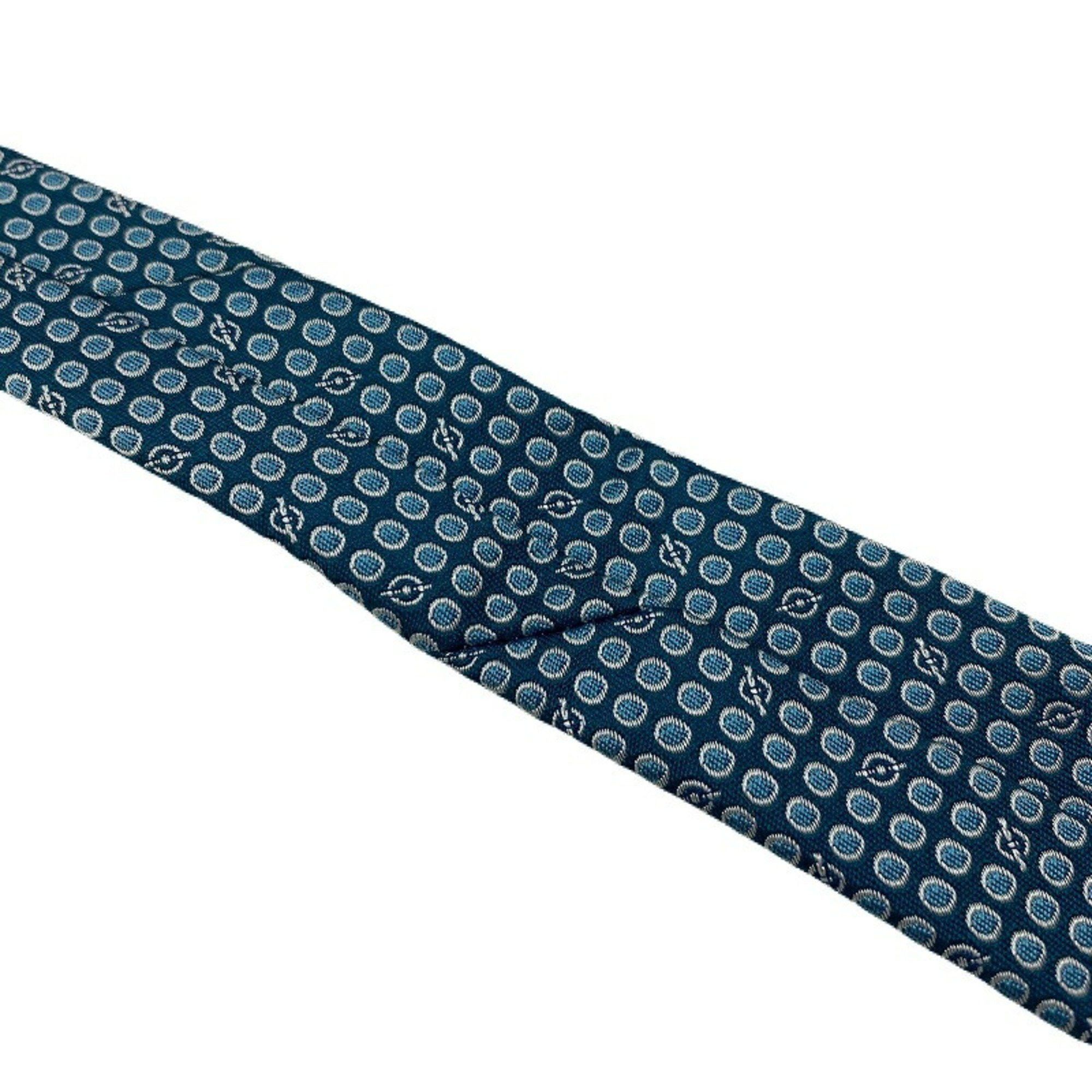 Hermes HERMES 100% Silk Necktie 335955T Dot & Grenan Pattern Blue JA-19749 Size ONE SIZE - 4 Thumbnail