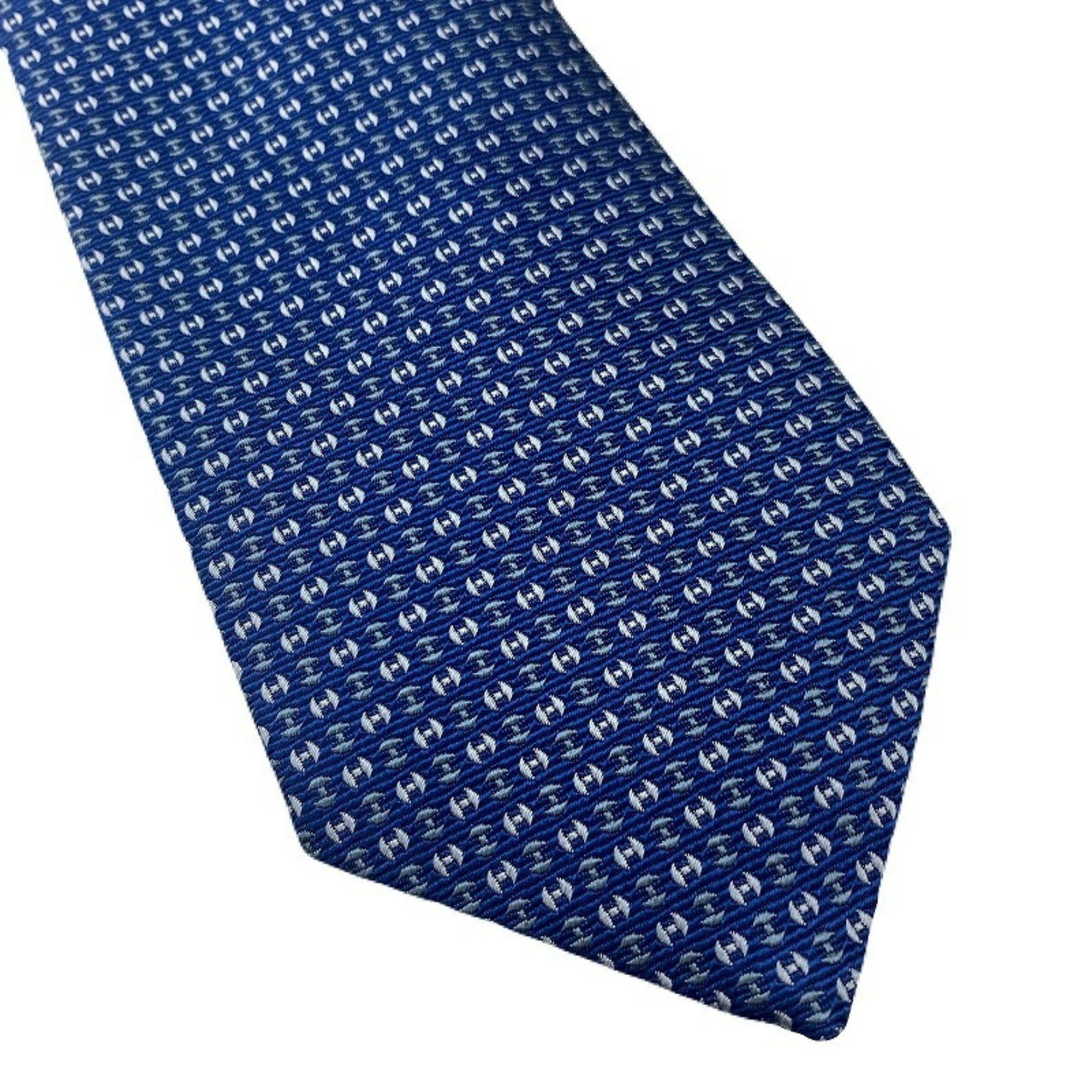 Hermes HERMES 100% Silk Necktie 659304T H Pattern Blue Item JA-19748 Size ONE SIZE - 5 Thumbnail