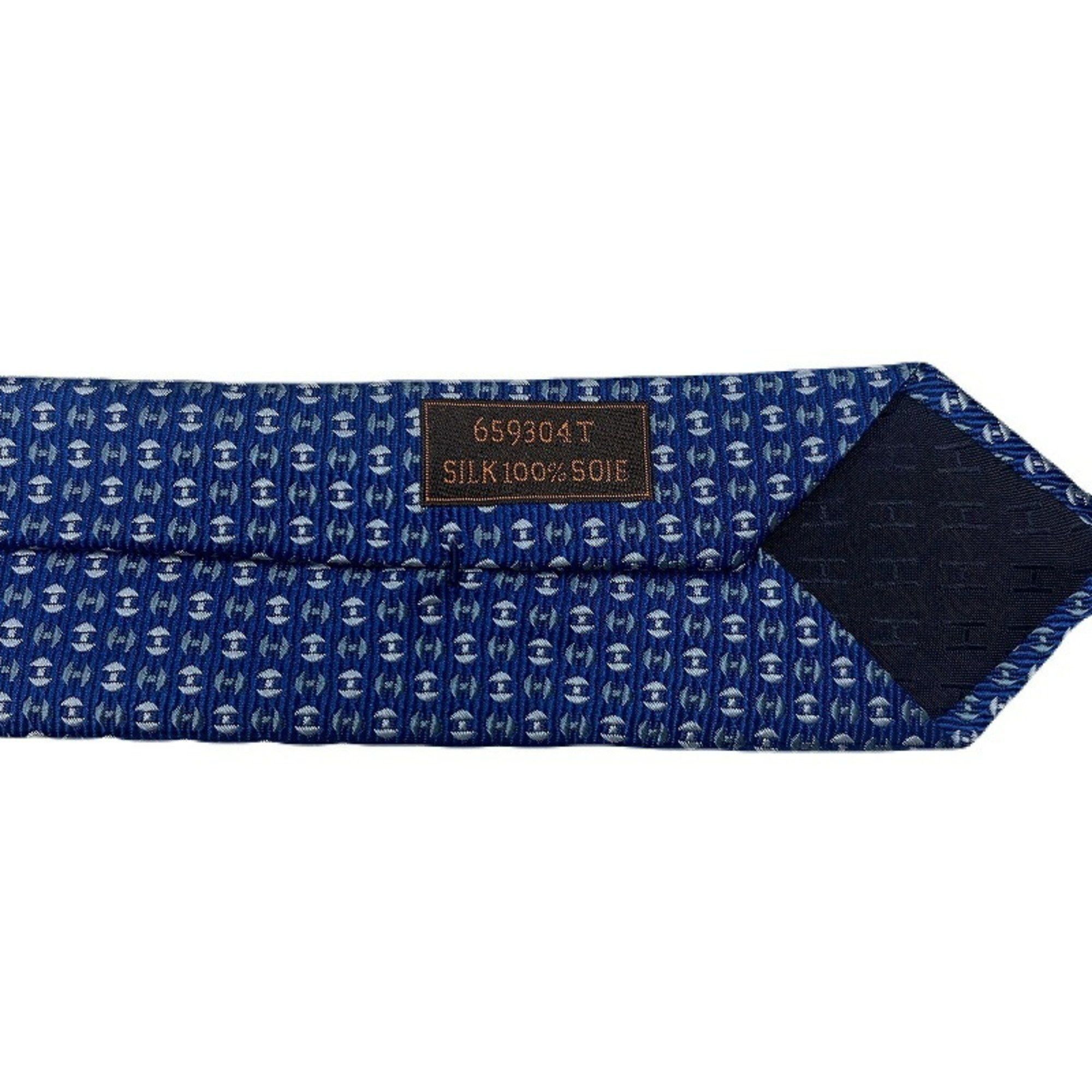 Hermes HERMES 100% Silk Necktie 659304T H Pattern Blue Item JA-19748 Size ONE SIZE - 7 Thumbnail