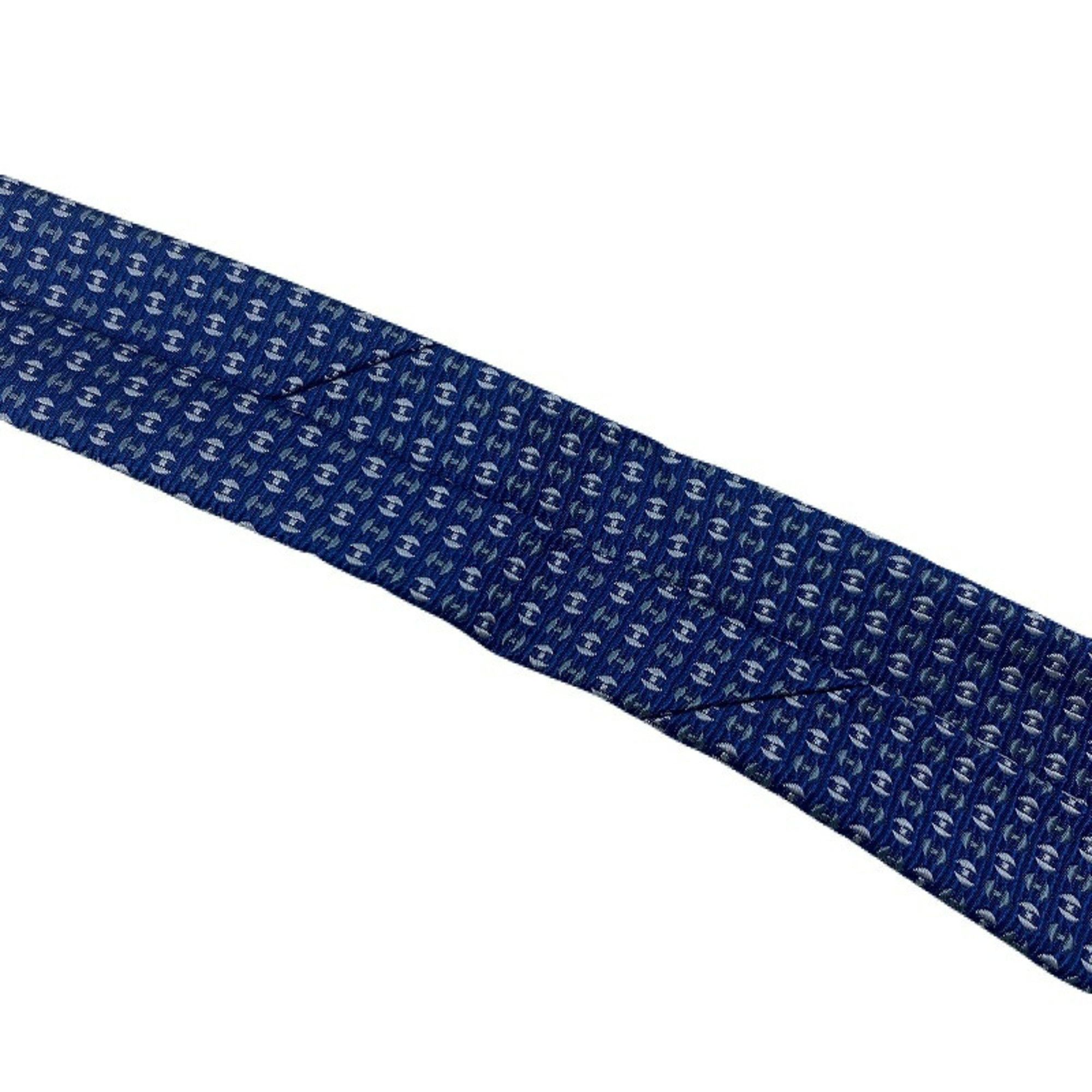 Hermes HERMES 100% Silk Necktie 659304T H Pattern Blue Item JA-19748 Size ONE SIZE - 6 Thumbnail