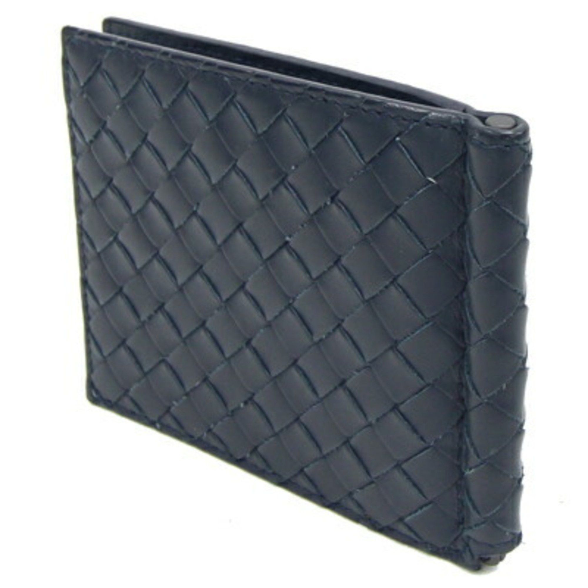 Bottega Veneta Bottega Veneta Bi-fold Money Clip Intrecciato 123180 Navy Leather Wallet Bill Men's BOTTEGA VENETA Size ONE SIZE - 2 Thumbnail