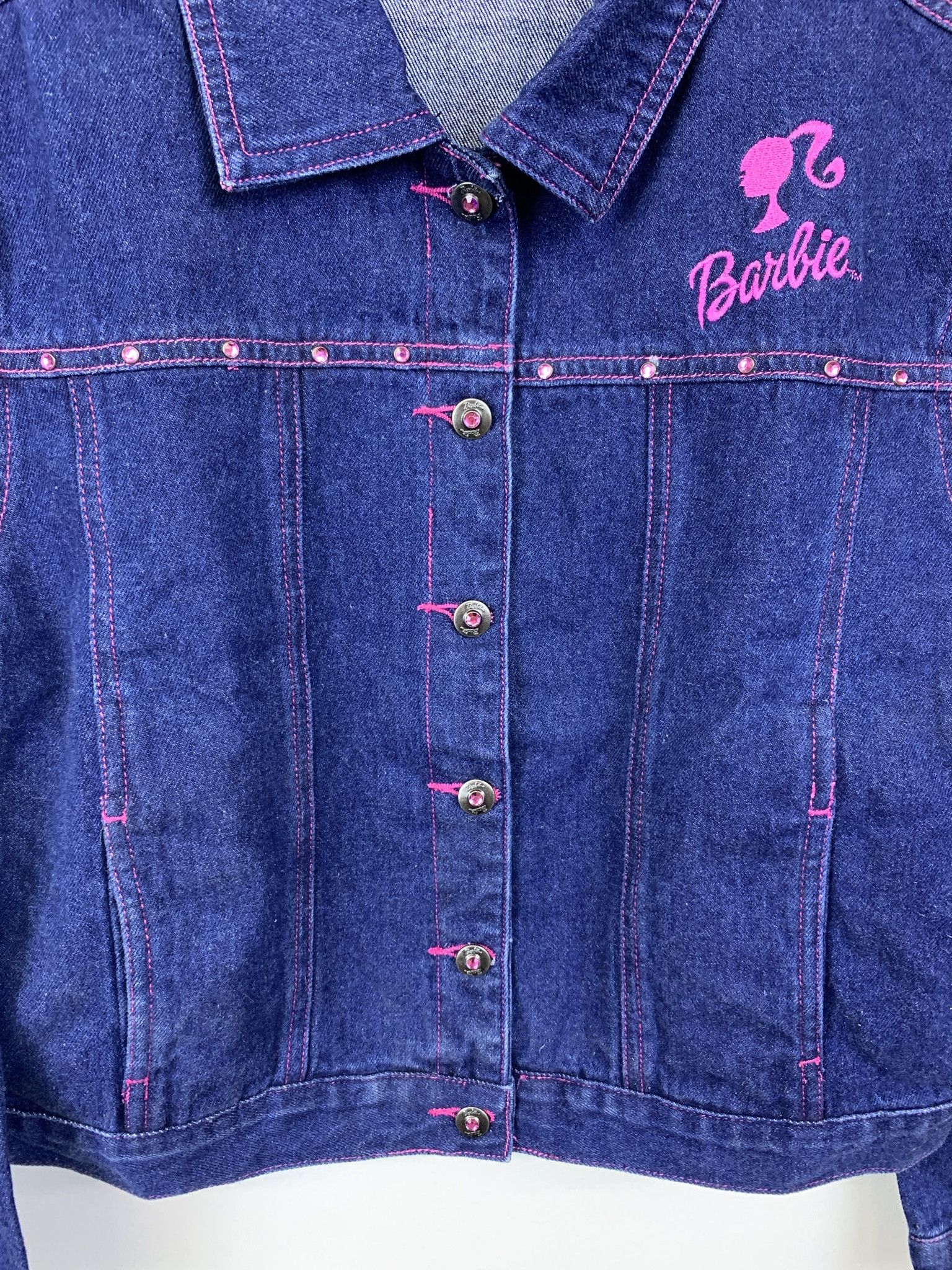 Levi's Vintage 1990s Barbie Pink Rhinestone Denim Jacket Size XXS Size US XXS / EU 40 - 3 Thumbnail