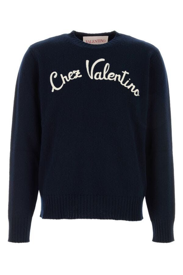 Valentino Navy Blue Wool Sweater Size US XL / EU 56 / 4 - 3 Thumbnail