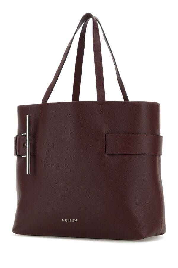 Alexander McQueen Tyrian Purple Leather T-Bar Shopping Bag Size ONE SIZE - 4 Thumbnail