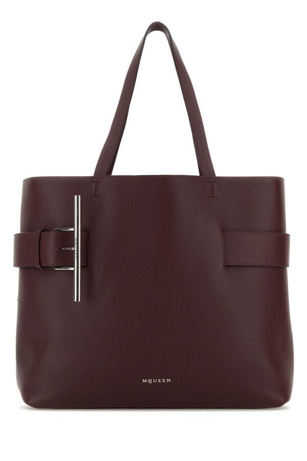 Alexander McQueen Tyrian Purple Leather T-Bar Shopping Bag Size ONE SIZE - 3 Thumbnail