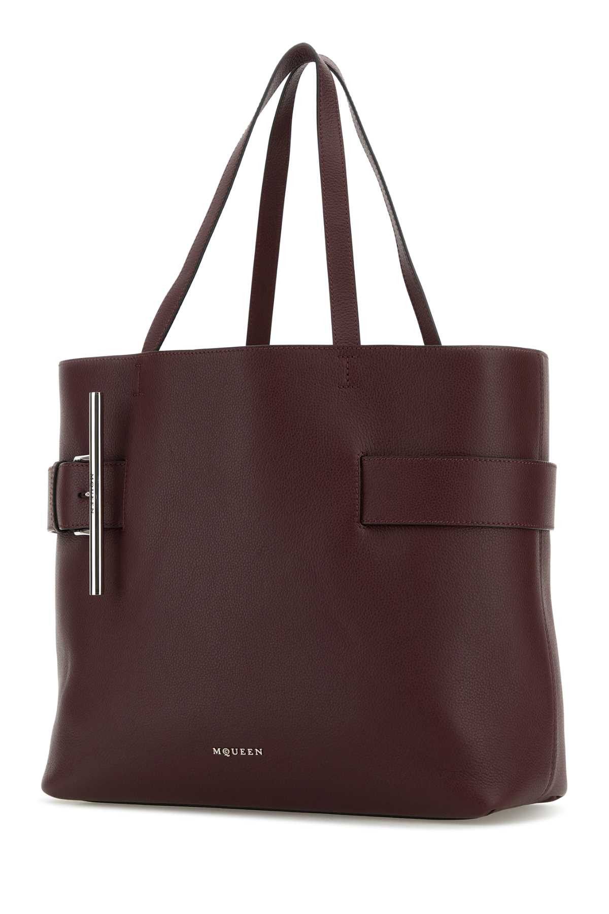 Alexander McQueen Tyrian Purple Leather T-Bar Shopping Bag Size ONE SIZE - 2 Thumbnail