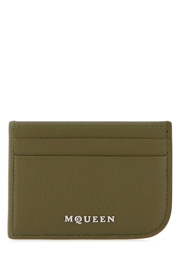 Alexander McQueen Army Green Leather Card Holder Size ONE SIZE - 3 Thumbnail