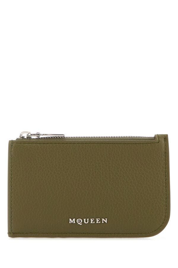 Alexander McQueen Army Green Leather Card Holder Size ONE SIZE - 3 Thumbnail