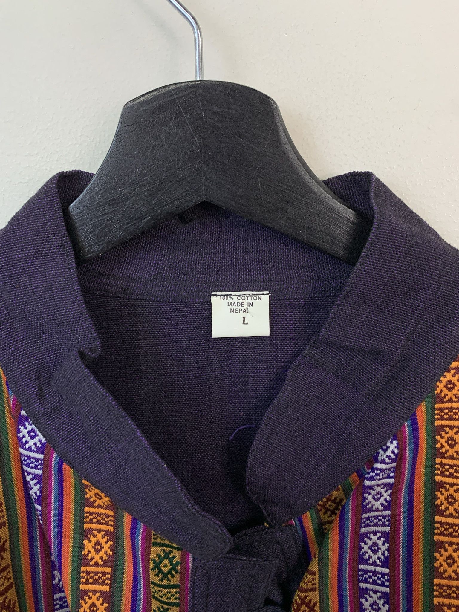 Other Vintage Nepalese Canvas Striped Tunic Loop Fastener Longlseeve Shirt Size L Size US L / EU 52-54 / 3 - 3 Thumbnail