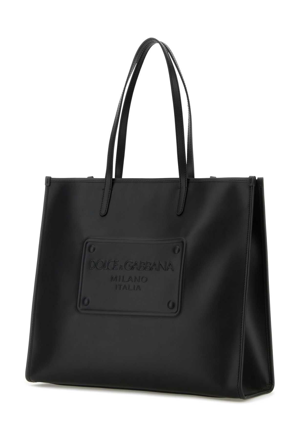 Dolce & Gabbana Black Leather Shopping Bag Size ONE SIZE - 2 Thumbnail