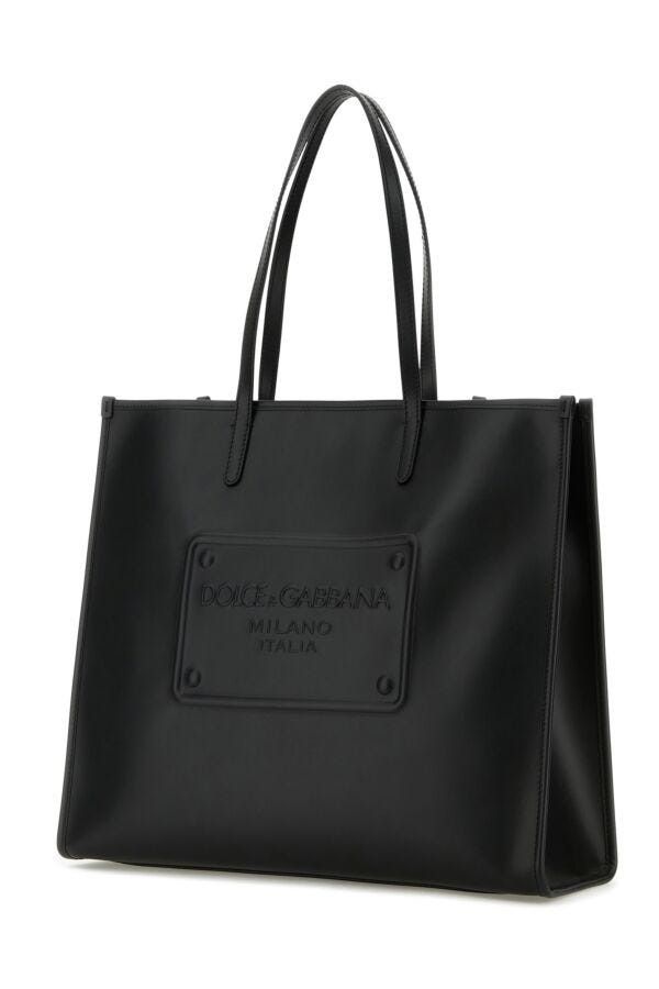 Dolce & Gabbana Black Leather Shopping Bag Size ONE SIZE - 4 Thumbnail