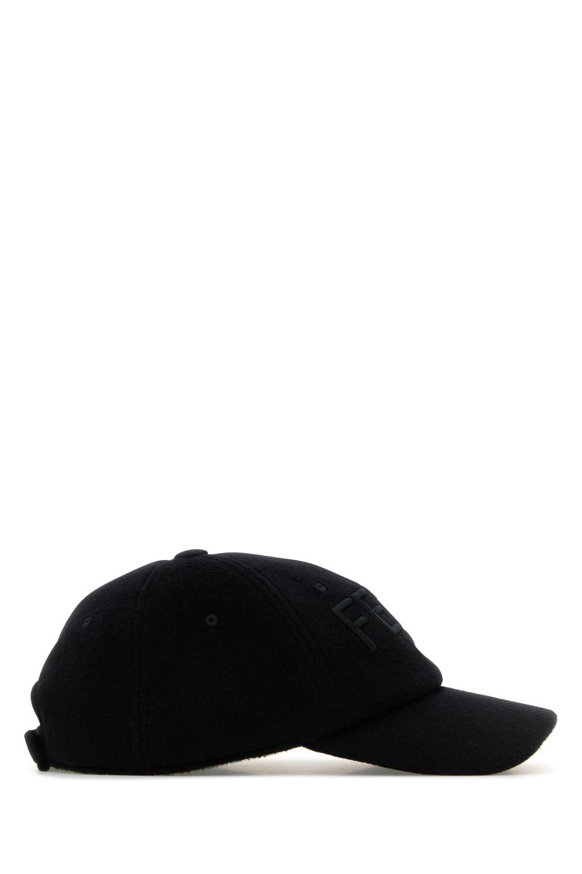Fendi Black Wool Blend Baseball Cap Size ONE SIZE - 2 Thumbnail