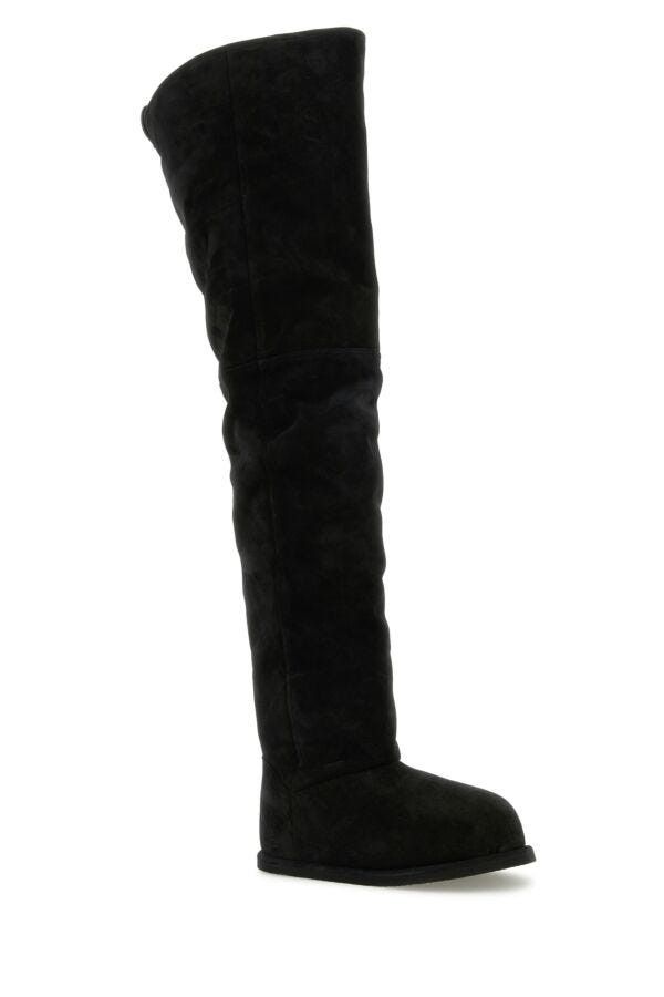 Amina Muaddi Black Suede Heidi Over-The-Knee Boots Size US 7 / IT 37 - 4 Thumbnail