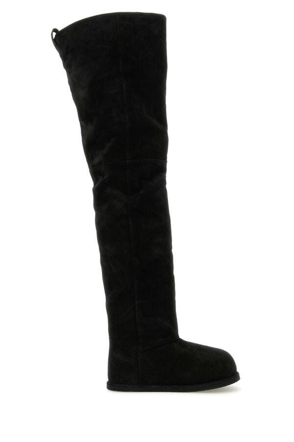 Amina Muaddi Black Suede Heidi Over-The-Knee Boots Size US 8 / IT 38 - 3 Thumbnail