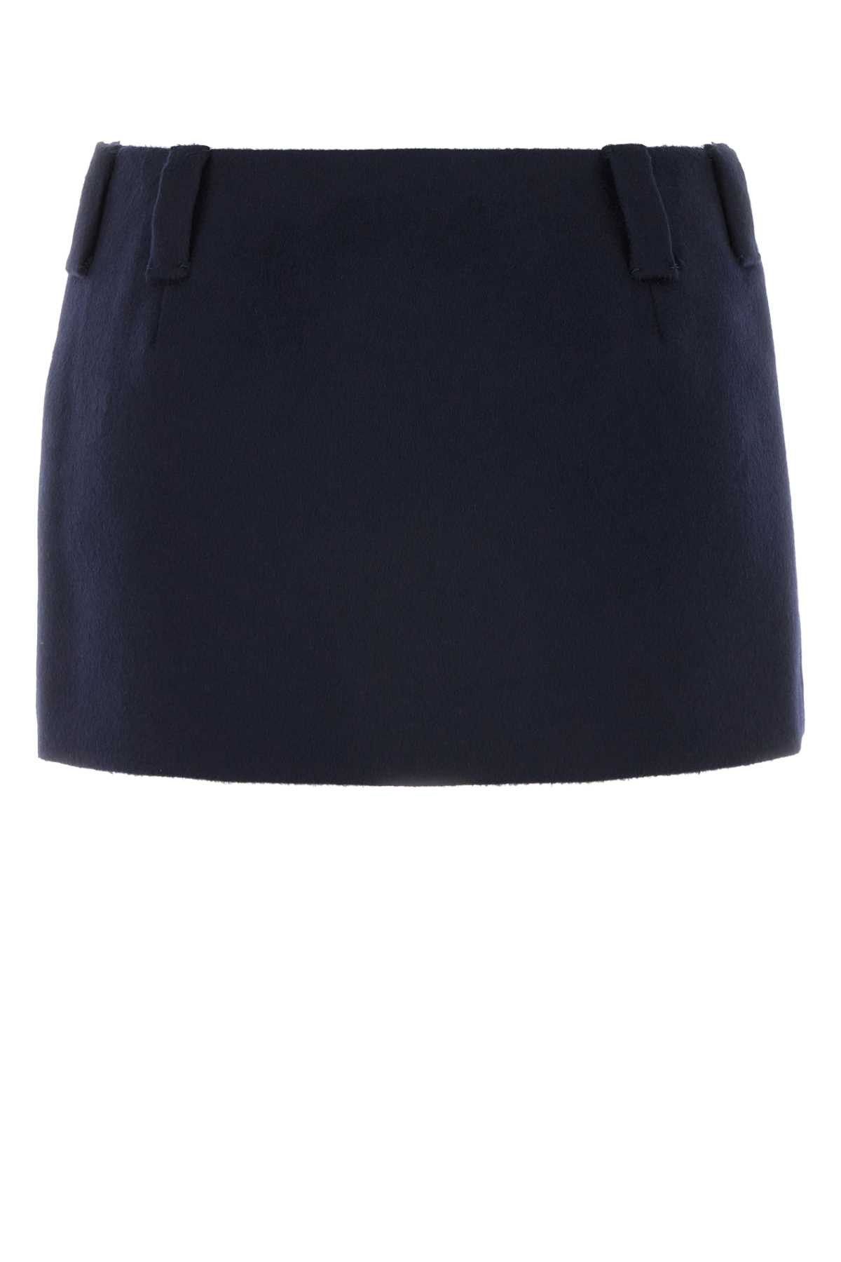Miu Miu Midnight Blue Wool Blend Mini Skirt Size 27" / US 4 / IT 40 - 2 Thumbnail
