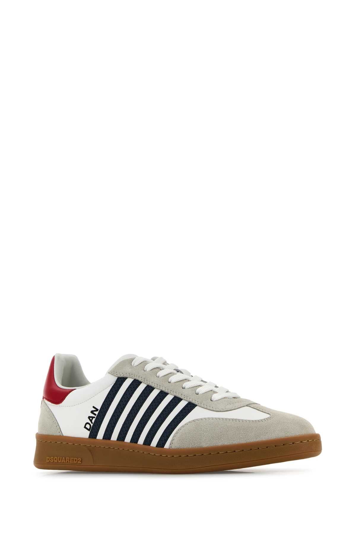 Dsquared2 White Leather Boxer Sneakers Size US 7 / EU 40 - 2 Thumbnail